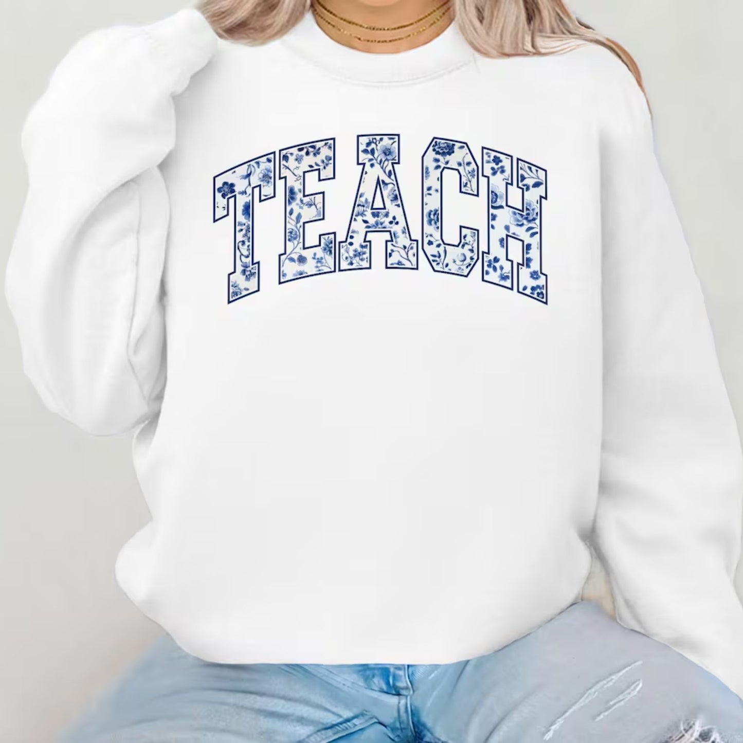 Florales Lehrerinnen-Sweatshirt, Geschenk zur Wertschätzung für die Lehrerin