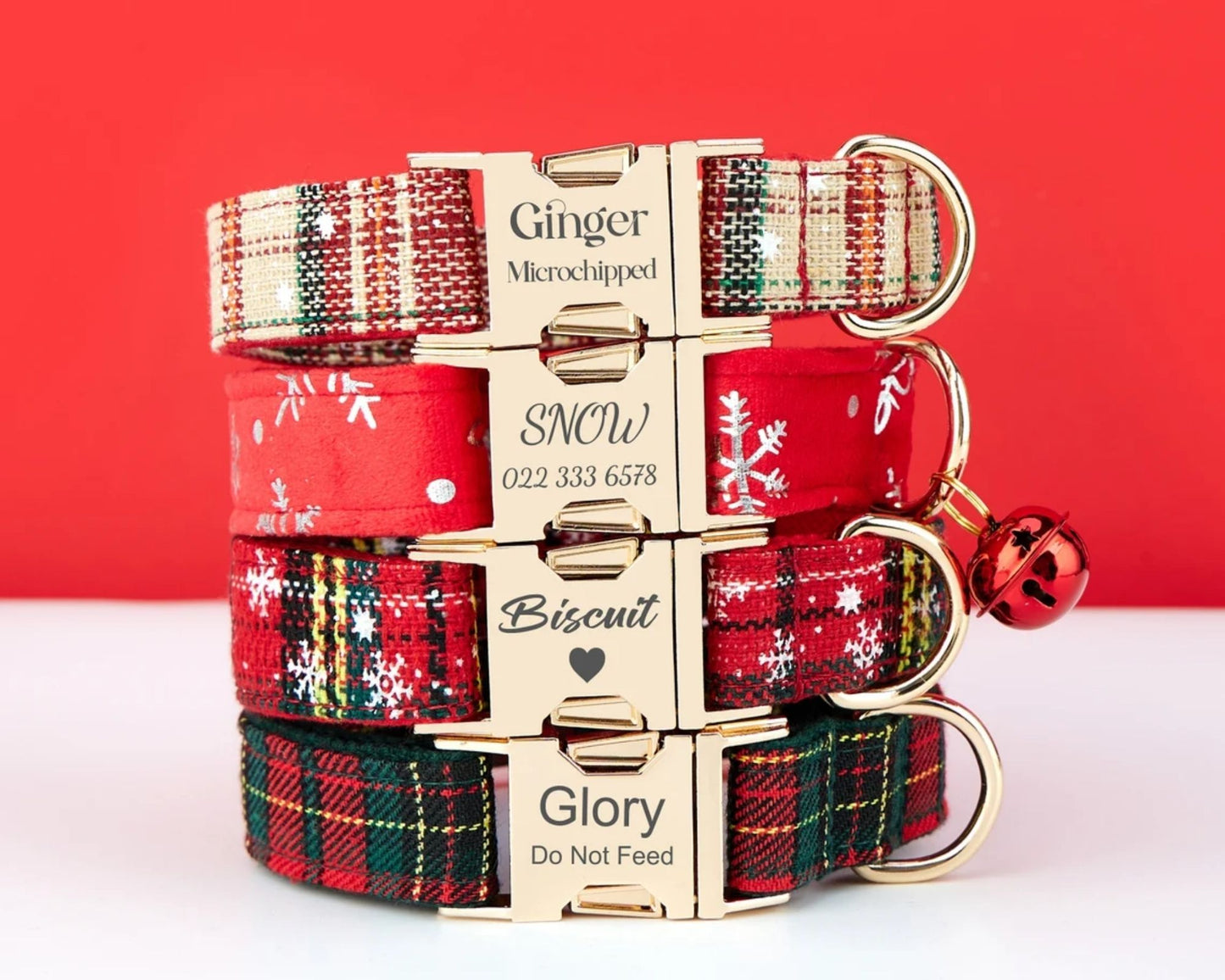 Frohe Weihnachten – Personalisiertes Hundehalsband, Individuelles Hundehalsband