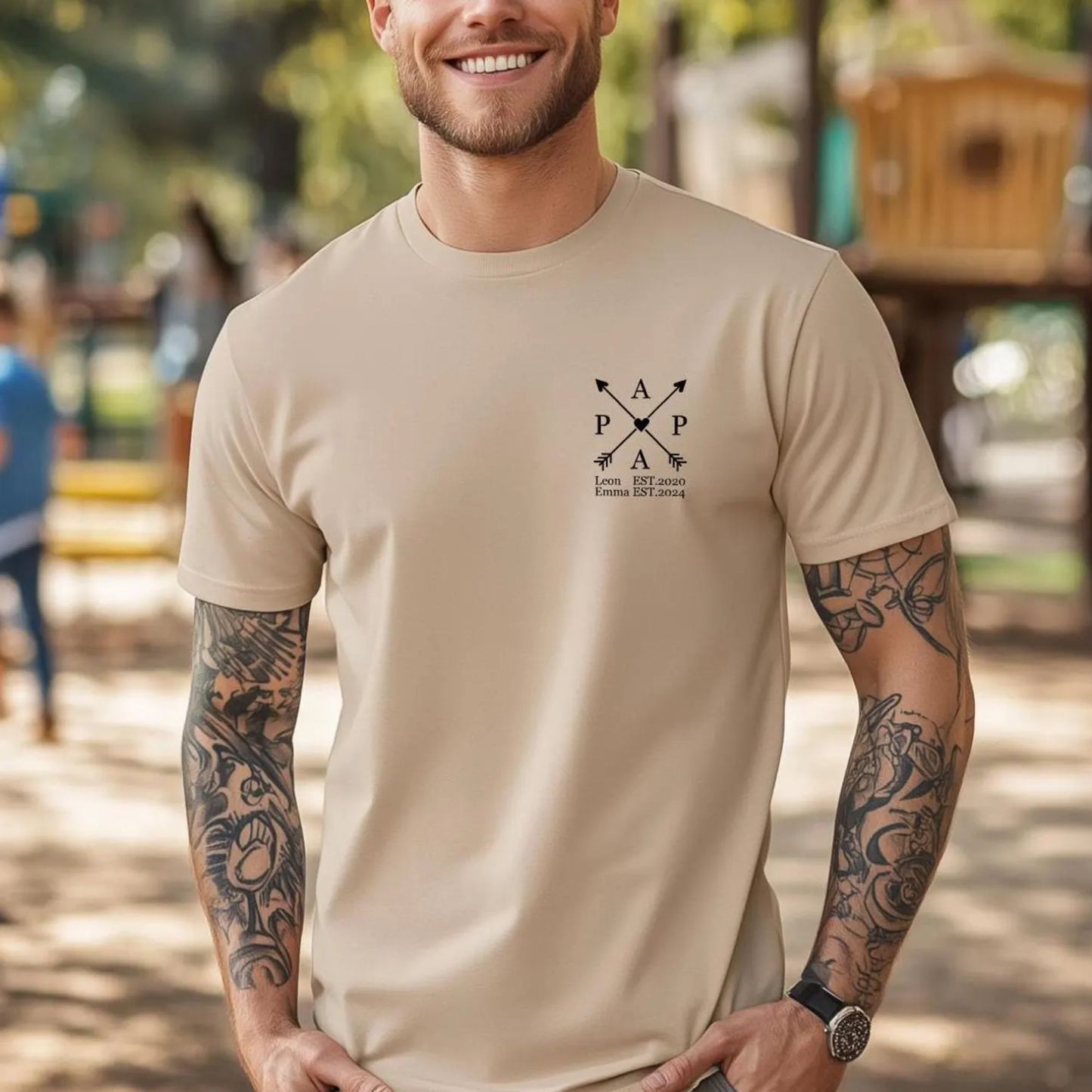 Papa-Edition: T-Shirt mit dem Namen des Kindes und Geburtsjahr – Vatertagsgeschenk