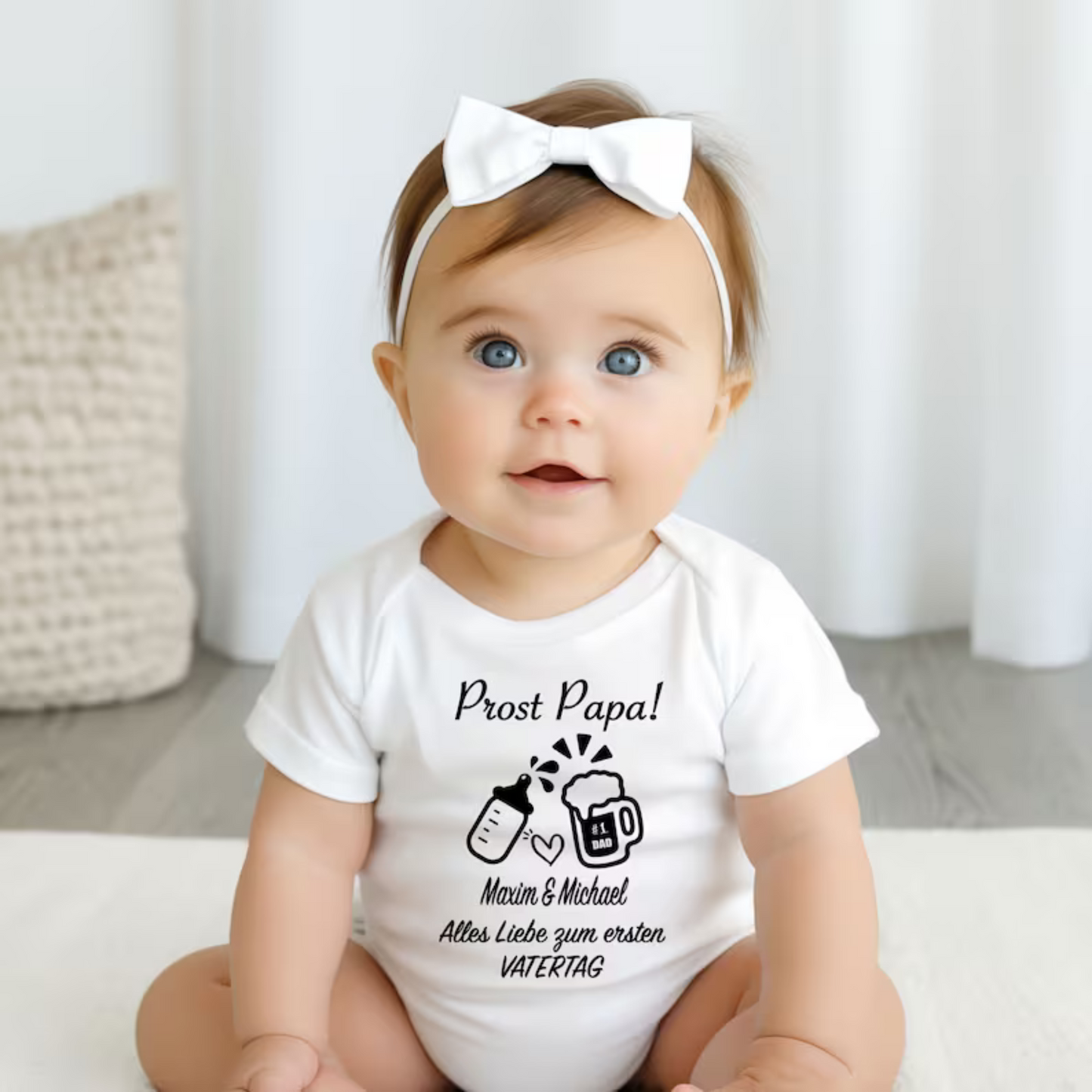 "Vater-Baby Prost" Personalisiertes T-Shirt-Duo - Geschenk zum Vatertag