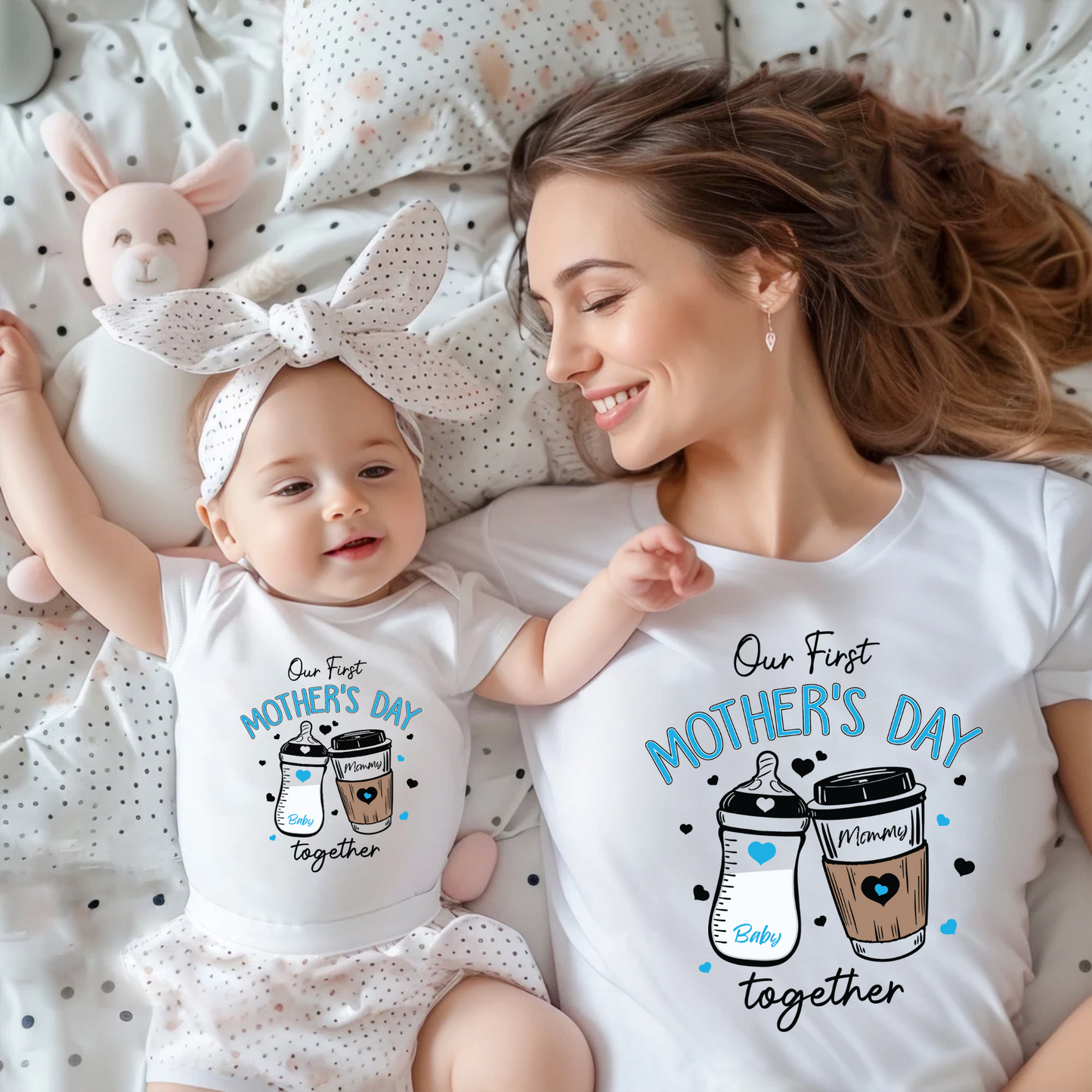 Unser Erster Muttertag-Shirt Personalisiertes Set für Mutter und Baby