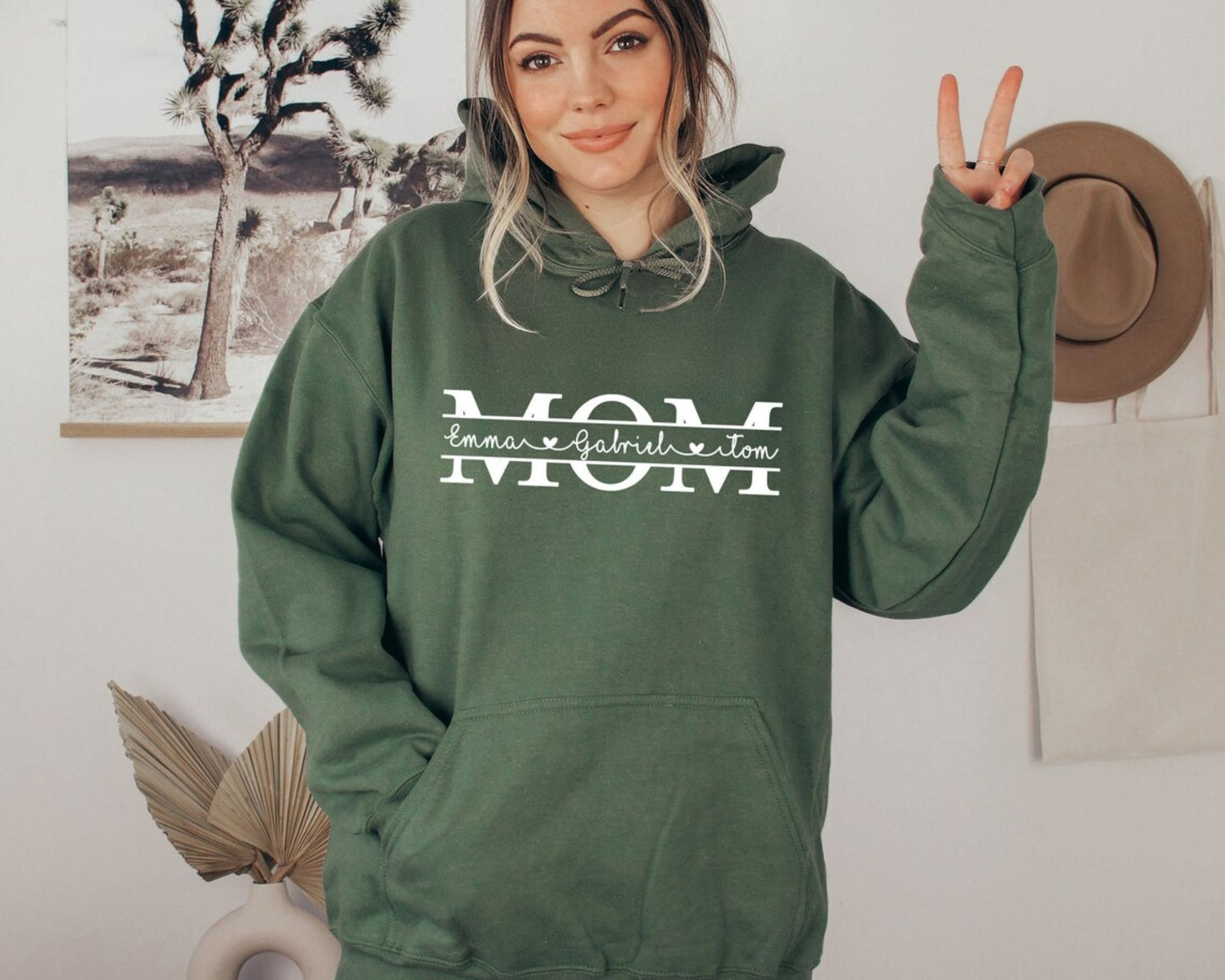 Personalisierter Mama Hoodie mit Namen der Kinder - Geschenk für Mama
