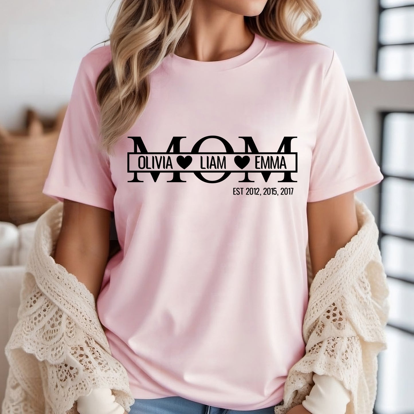 Mama Shirt mit Kindernamen, Personalisiertes Mama Geschenk