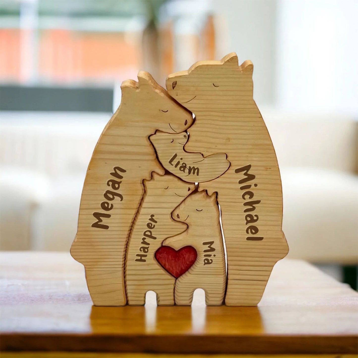 Personalisierte Holzbären-Puzzle, Familiengeschenk