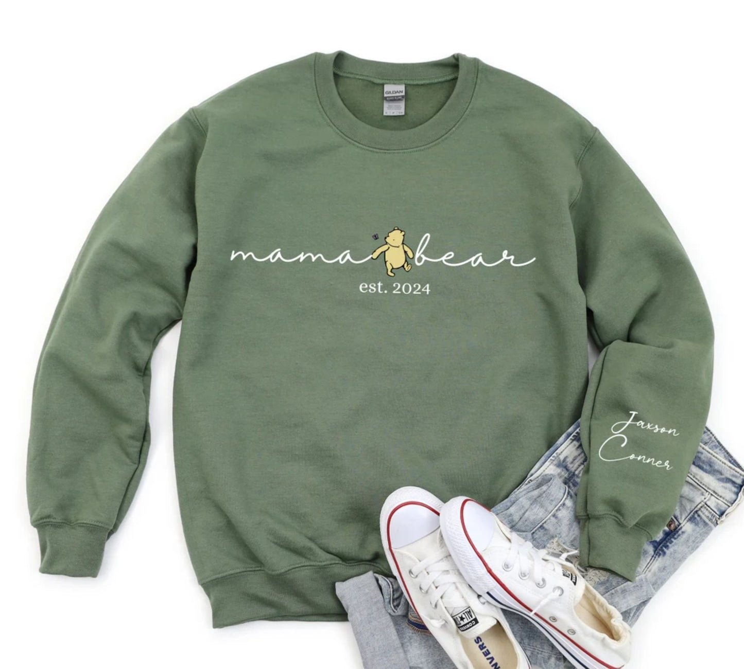 Personalisiertes Mama Bär Winnie Puuh Sweatshirt – Individuelles Mama Shirt