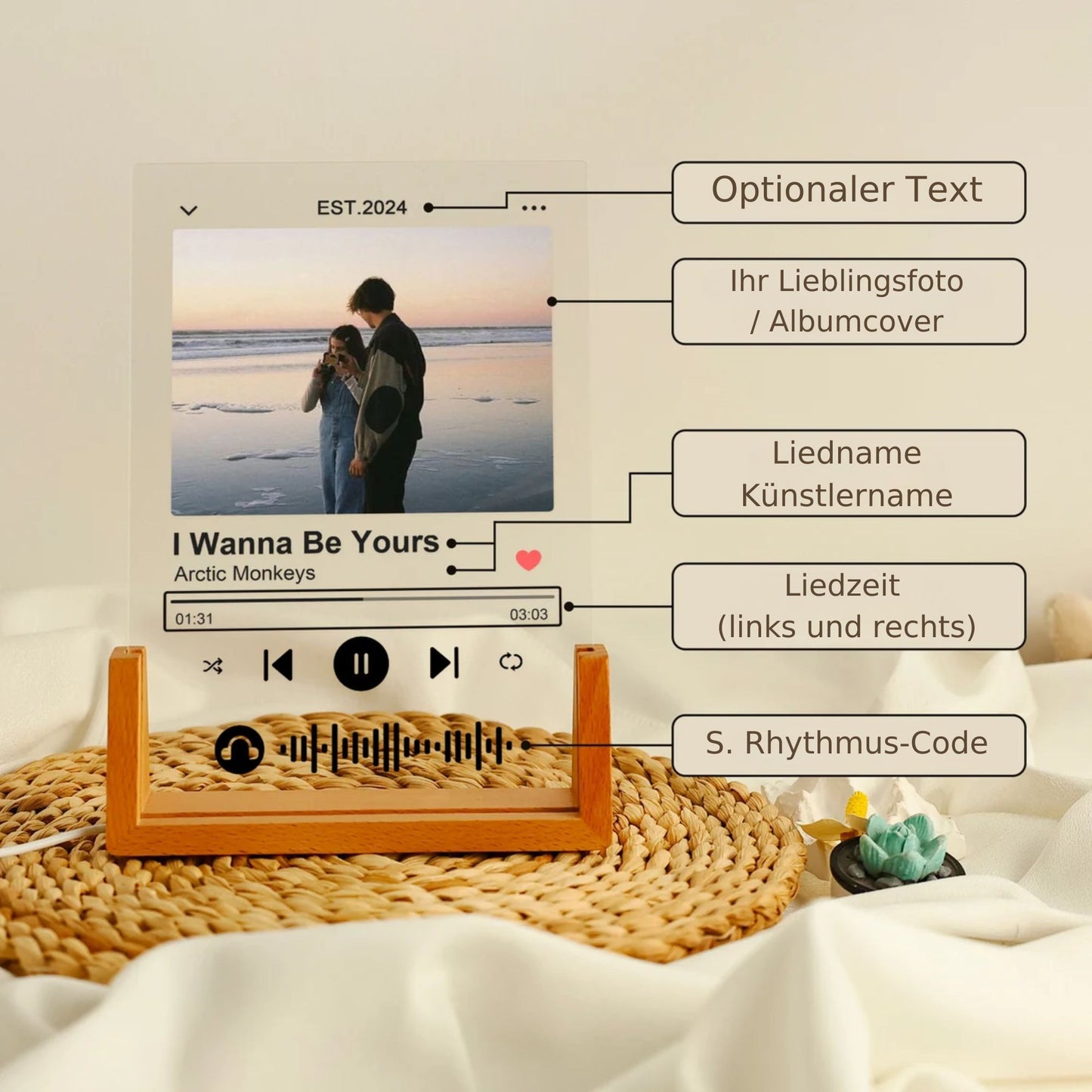 Individuelle Foto Musik Plakette - Personalisierte Song Acrylplakette