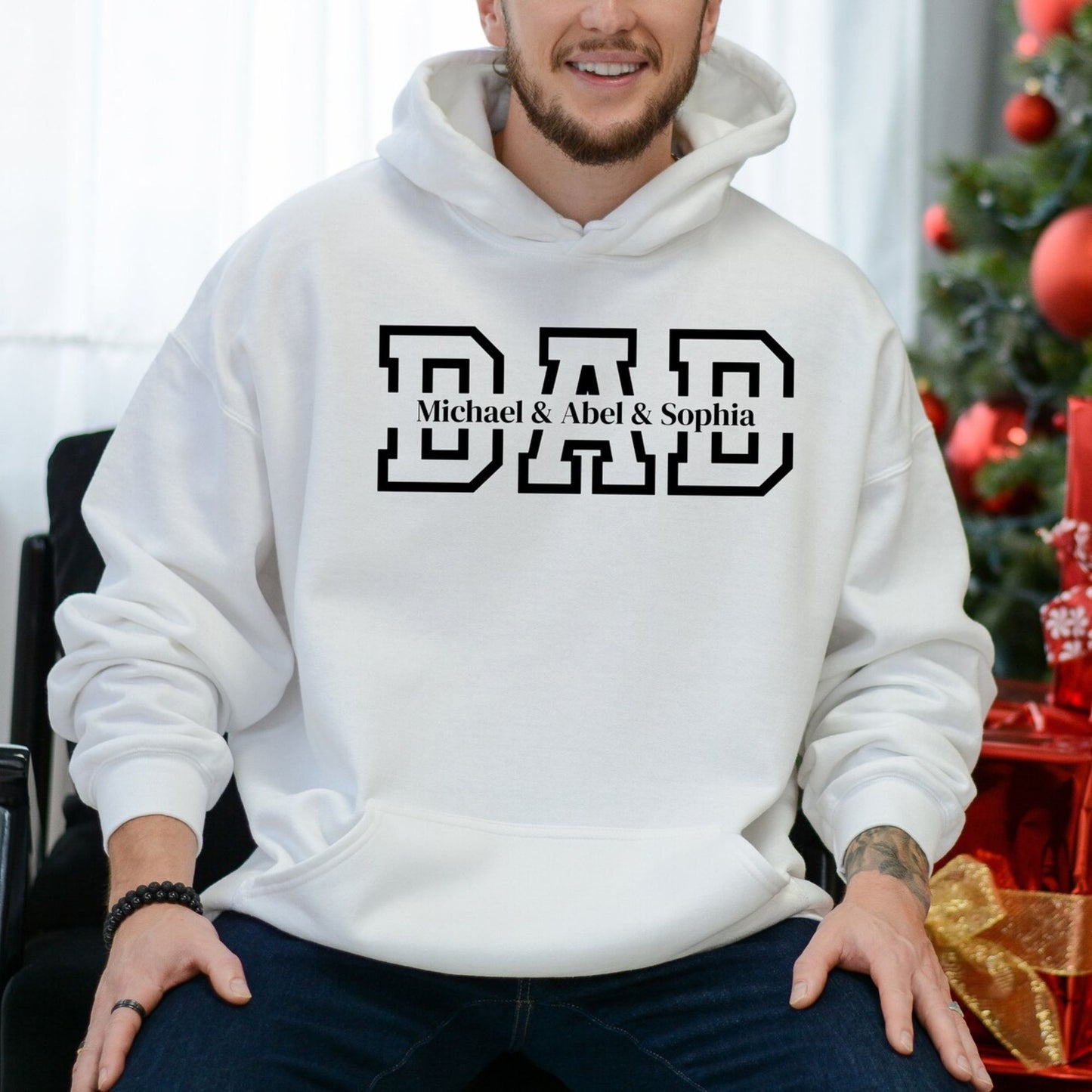 Personalisierter Papa-Hoodie mit Kindernamen – Vatertagsgeschenk