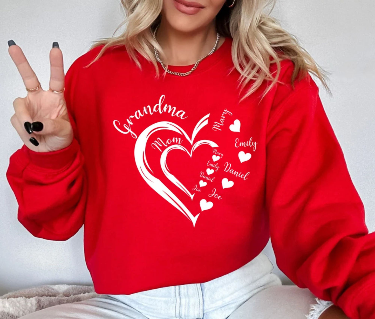 Personalisiertes Oma Herz Sweatshirt, Geschenk für Mama