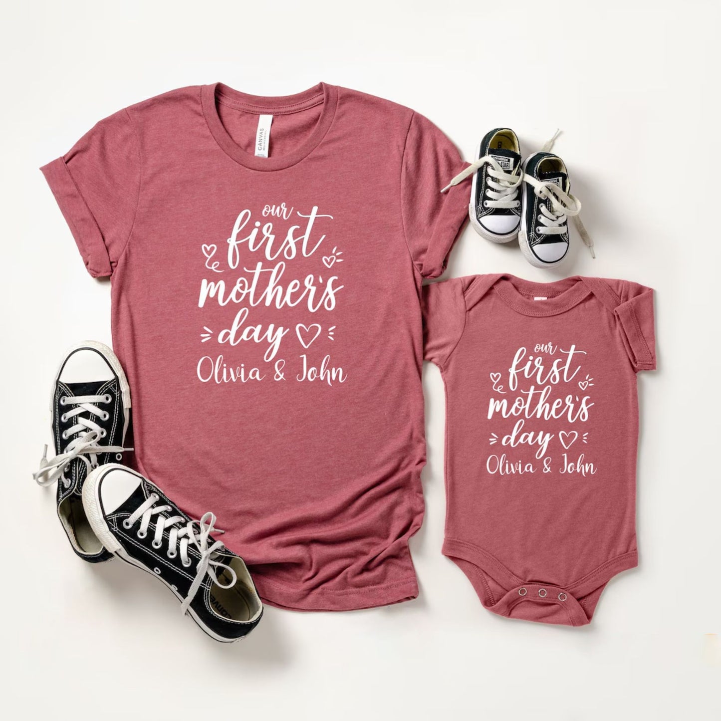 Personalized Our First Mothers Day Shirt, Mommy and Me Matching Shirt