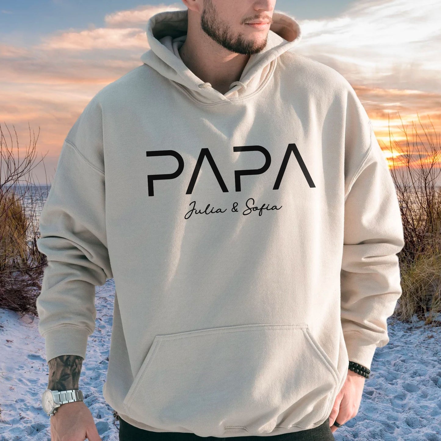 Personalisiertes Papa-Hoodie mit den Namen der Kinder - Geschenk für Papa