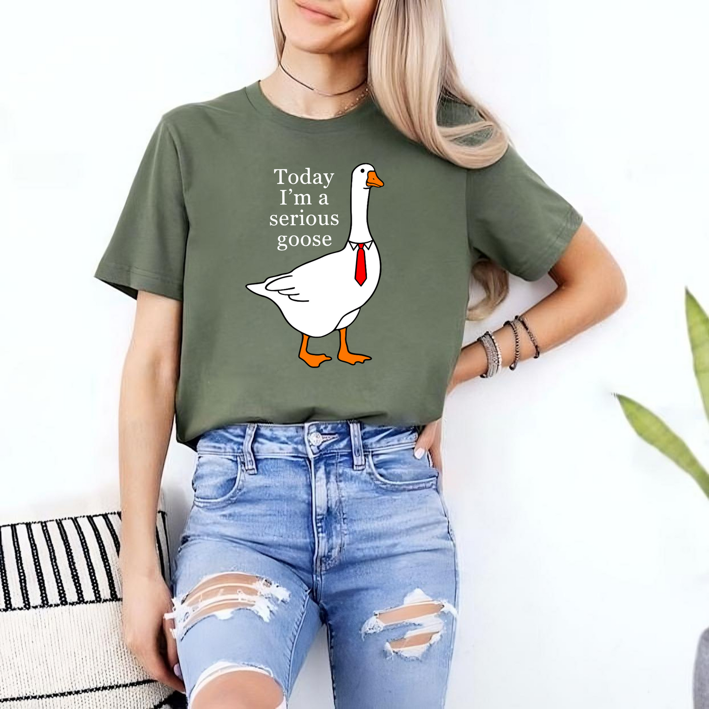 Ernsthafte Gans - Lustiges Freizeitshirt - Geschenkidee