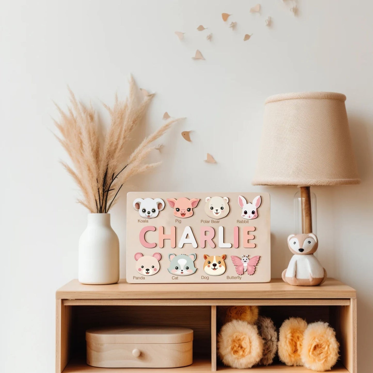 Tiere-Puzzle für Mädchen und Jungen, handgefertigtes Namenspuzzle - Baby-Weihnachtsgeschenk