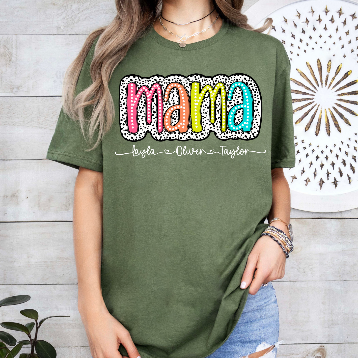 Personalisierte Mama Dalmatiner Design - Muttertags Geschenk mit Kindernamen