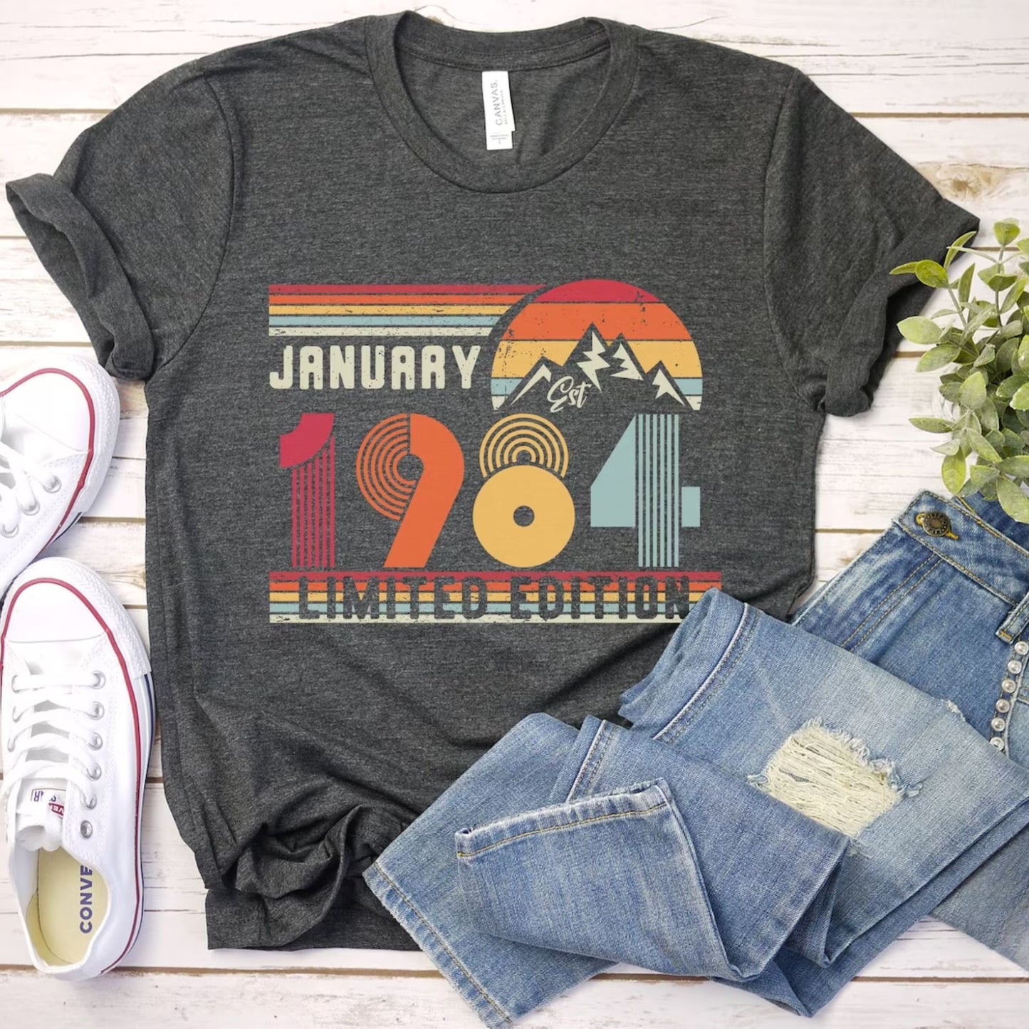 40. Geburtstag Retro Shirt, 1984 Geburtstag Sweatshirt Geschenk - Anpassbares Geburtsjahr Nummer Shirt für Frauen