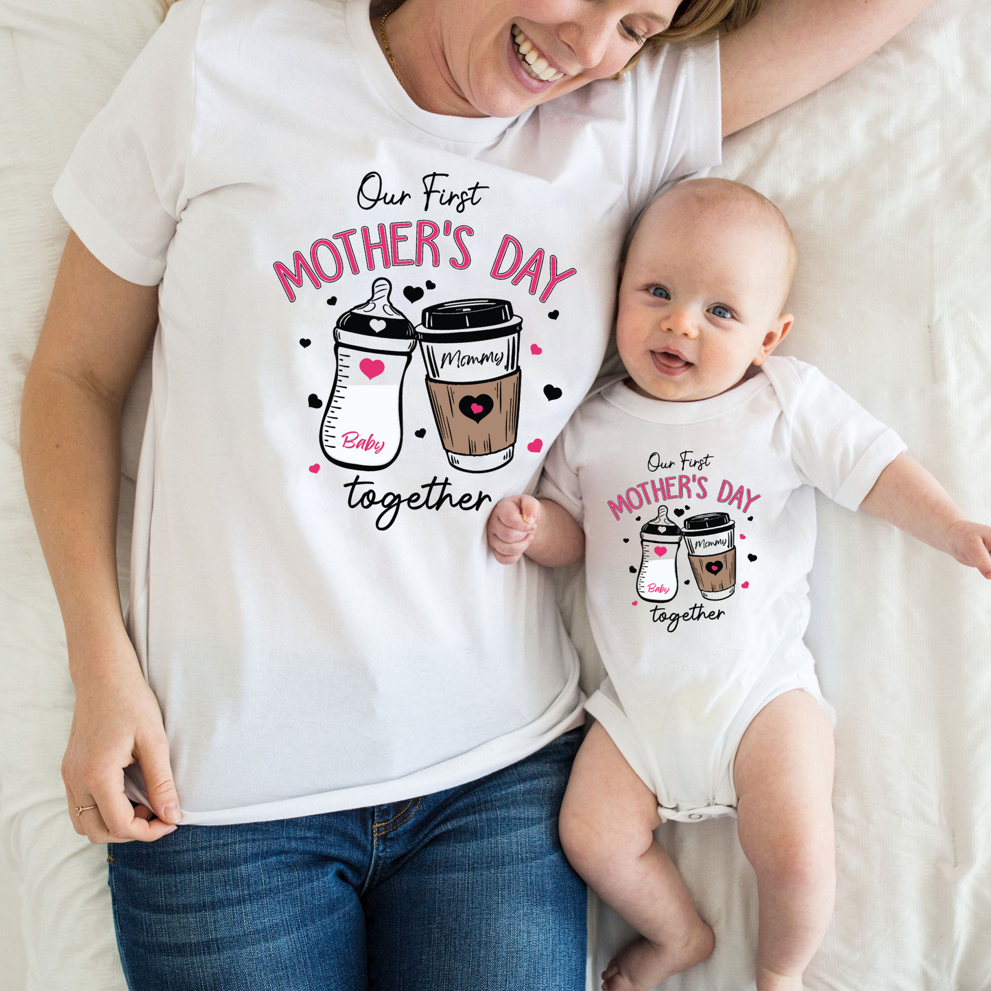 Unser Erster Muttertag-Shirt - Personalisiertes Set für Mutter und Baby