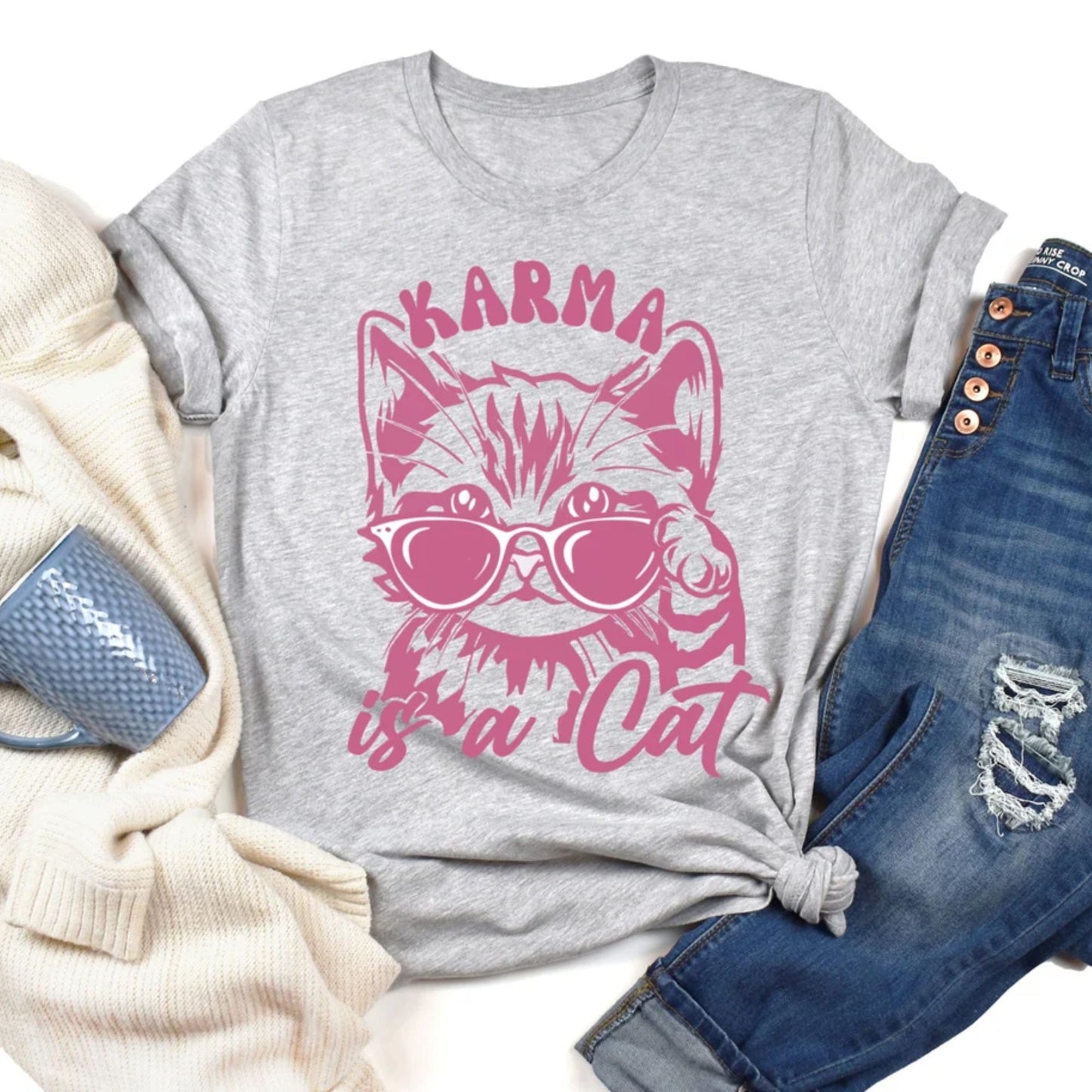 Karma Is a Cat T-Shirt, Cat Lover Gift