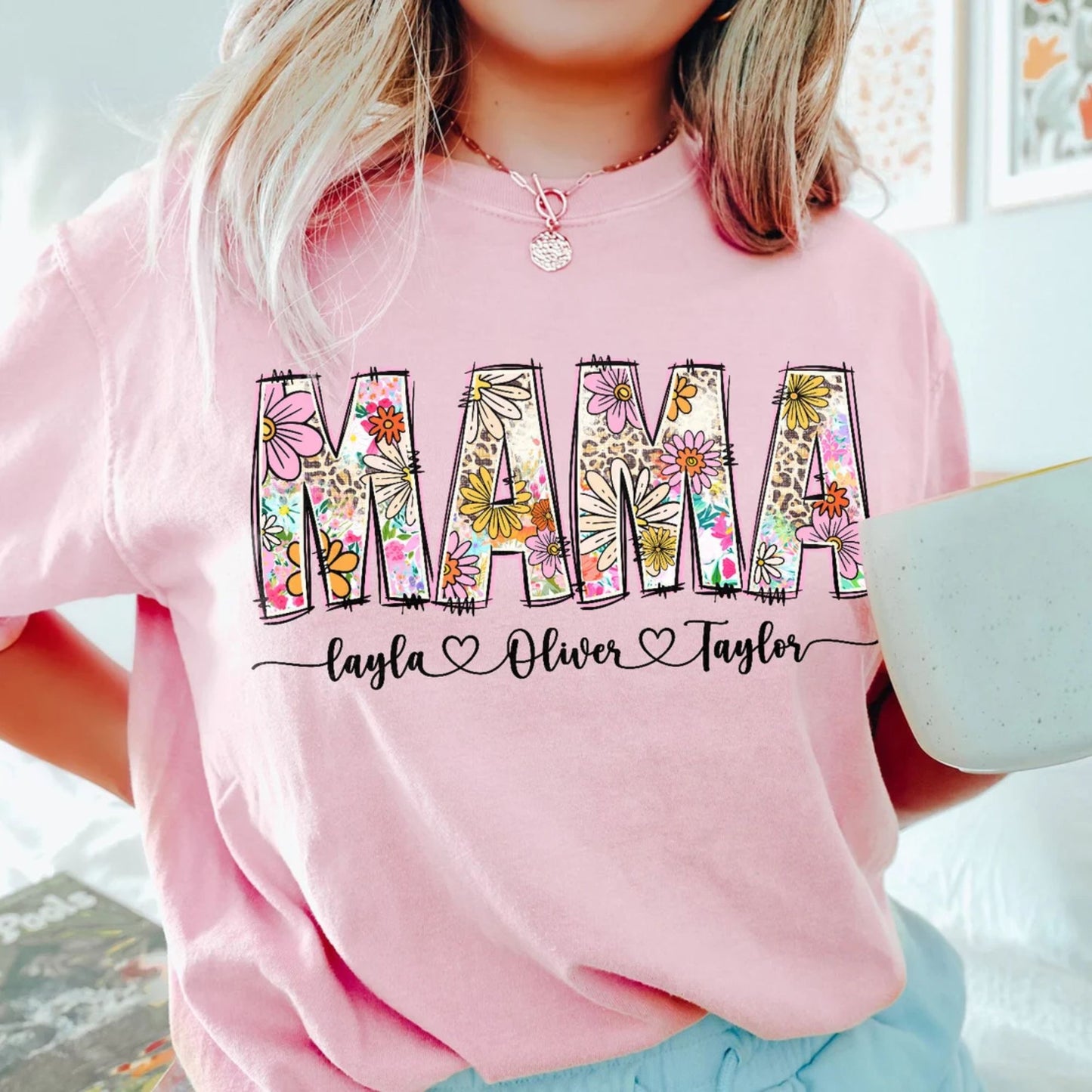 Mama Flower Sweatshirt with Kids Names, Mama Flower Shirt