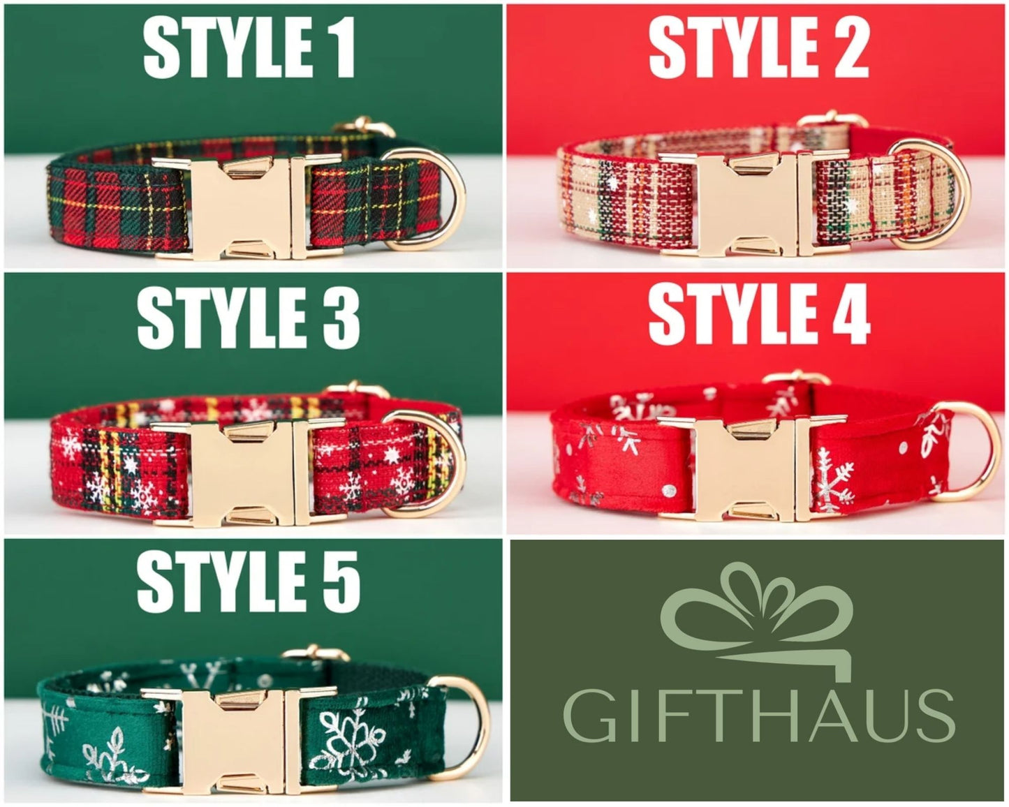 Frohe Weihnachten – Personalisiertes Hundehalsband, Individuelles Hundehalsband