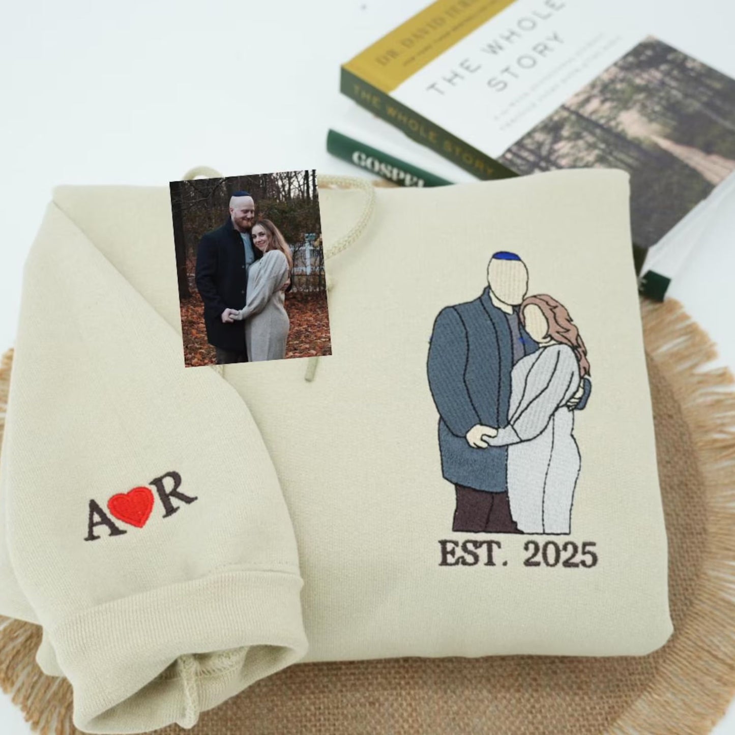 Personalisierter bestickter Porträt-Sweatshirt - Individuell gestalteter Foto-Hoodie