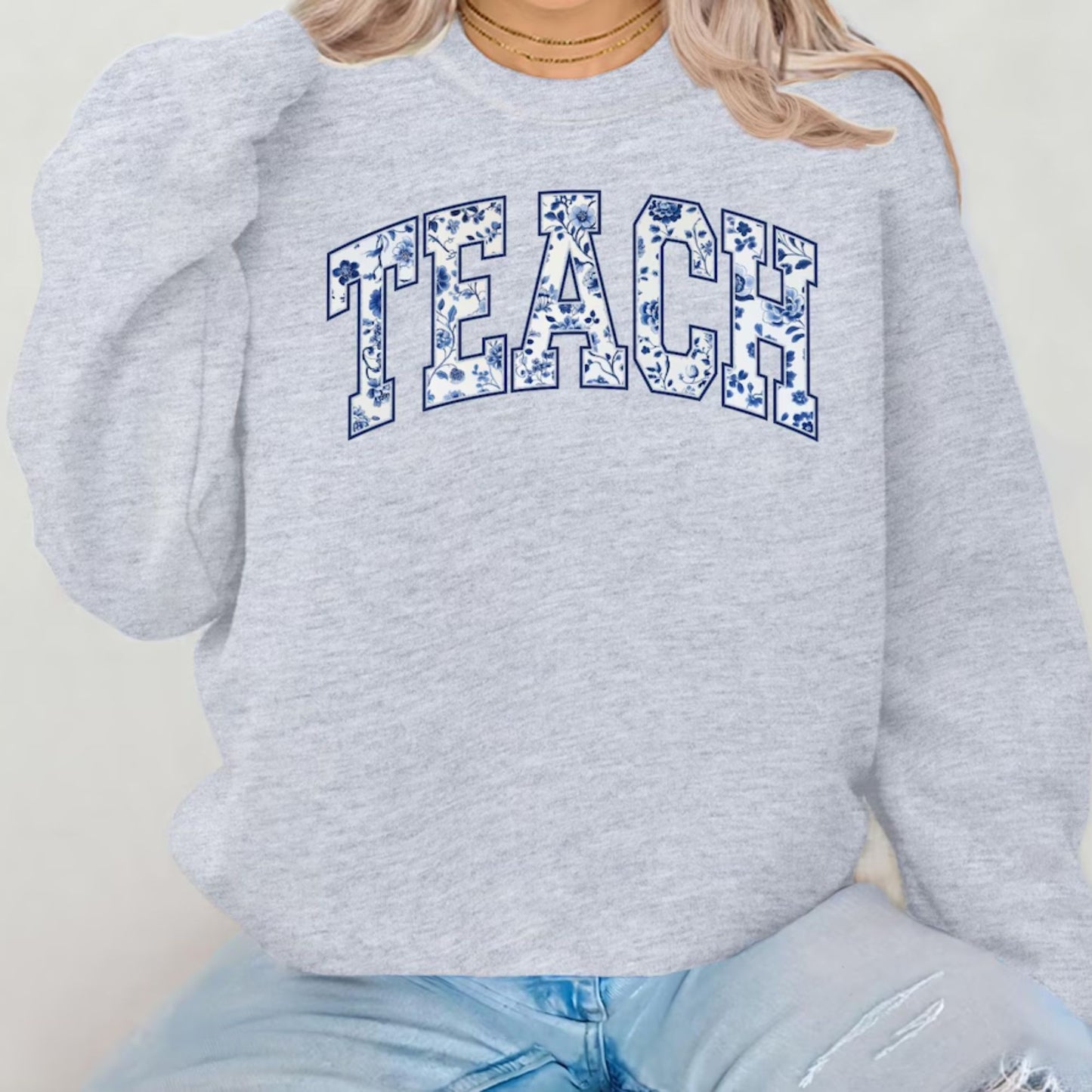 Florales Lehrerinnen-Sweatshirt, Geschenk zur Wertschätzung für die Lehrerin