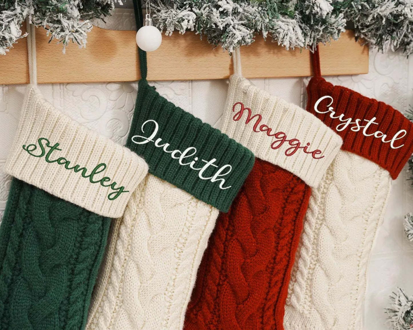 Personalisierte Familien-Weihnachtsstrümpfe mit Namen - Bestickte Weihnachtsstrümpfe