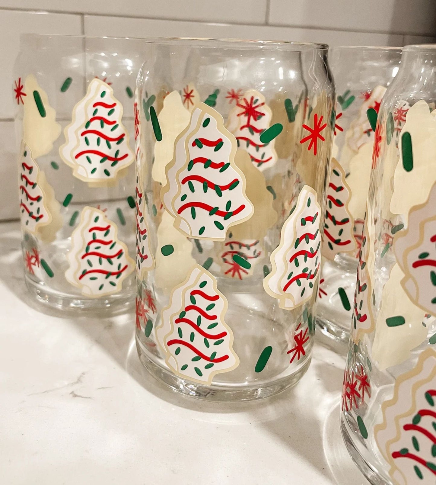 Weihnachtlicher Baum-Snackkuchen Eiskaffee-Glasbecher - Weihnachtsgeschenke