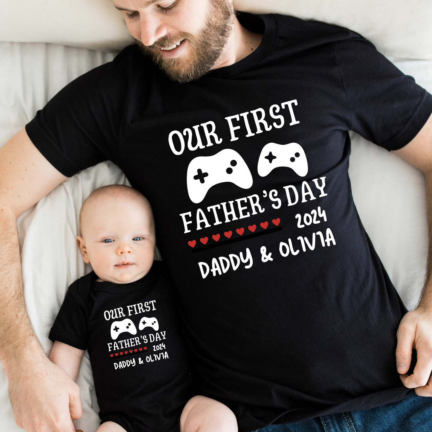 Gamer T-Shirts für Daddy und Mich - Personalisiertes Erstes Vatertagsgeschenk