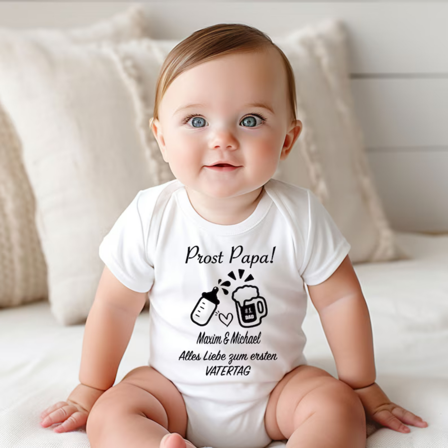 "Vater-Baby Prost" Personalisiertes T-Shirt-Duo - Geschenk zum Vatertag