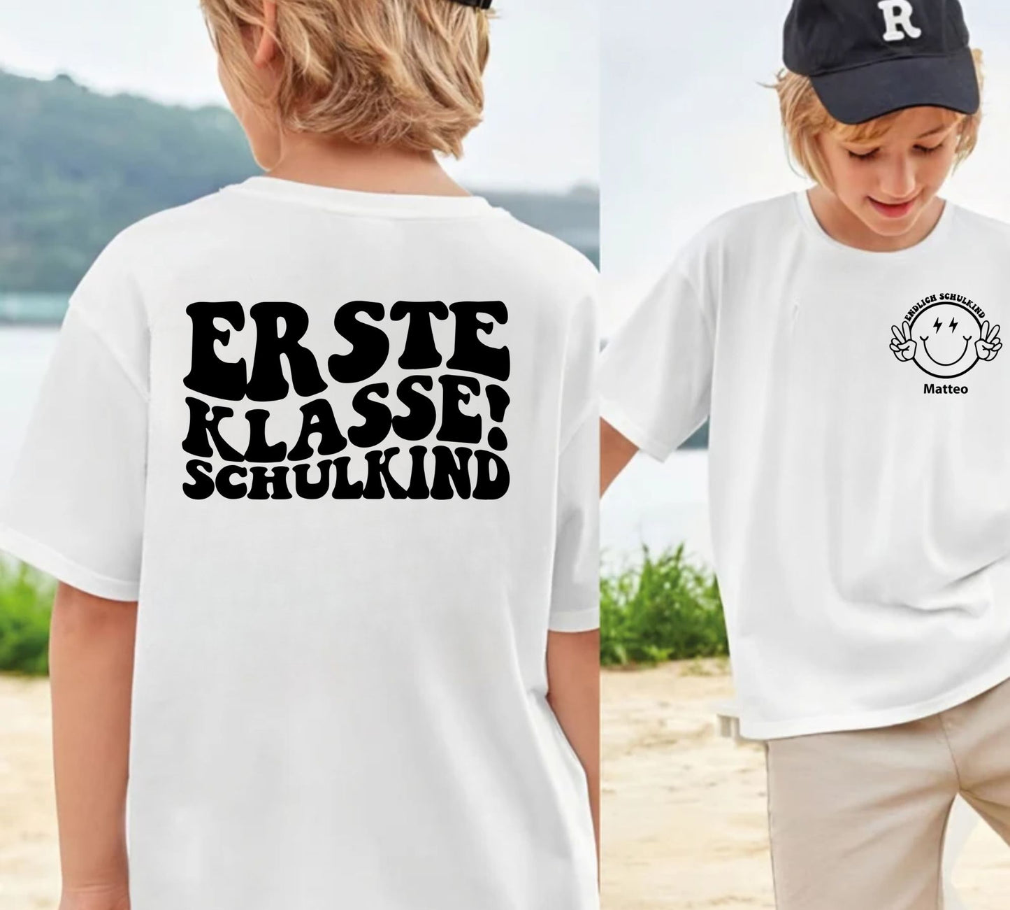 Erste Klasse rockt! Personalisiertes Schulkind Shirt - Shirt für den ersten Schultag des Schulkindes mit Namen