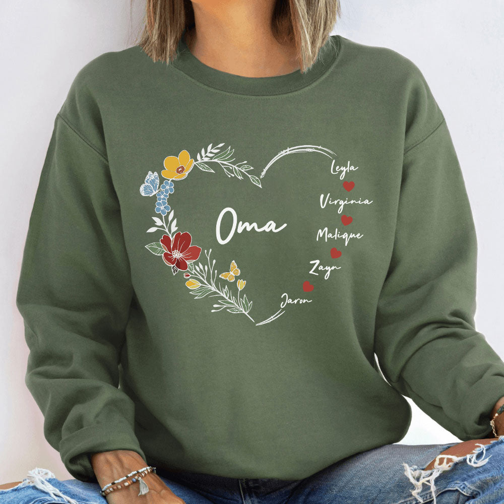 Personalisiertes Oma Sweatshirt - Oma Geschenk mit den Namen der Enkelkinder