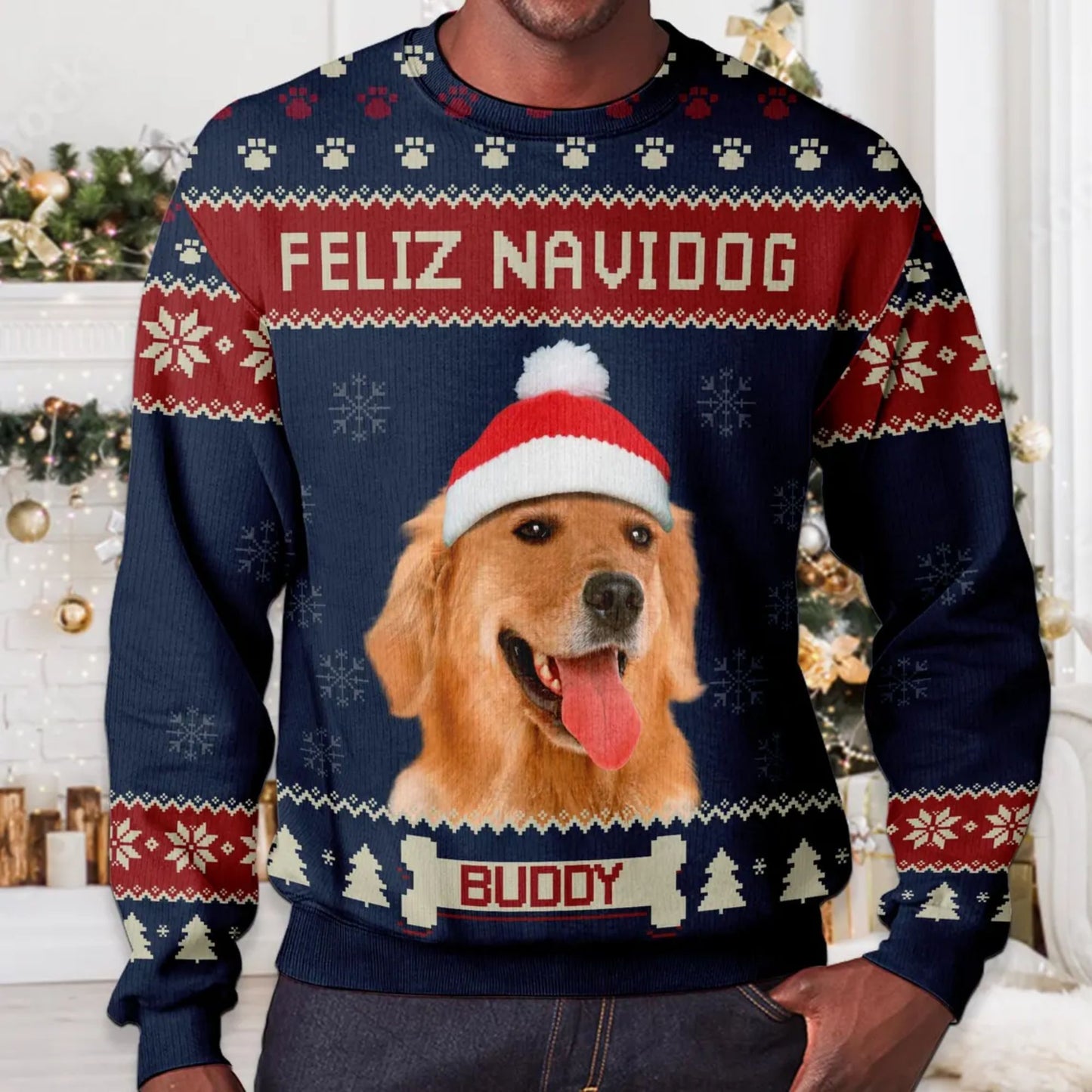 Hässlicher Pullover mit individuellem Haustierfoto - Weihnachtsgeschenk für Tierliebhaber