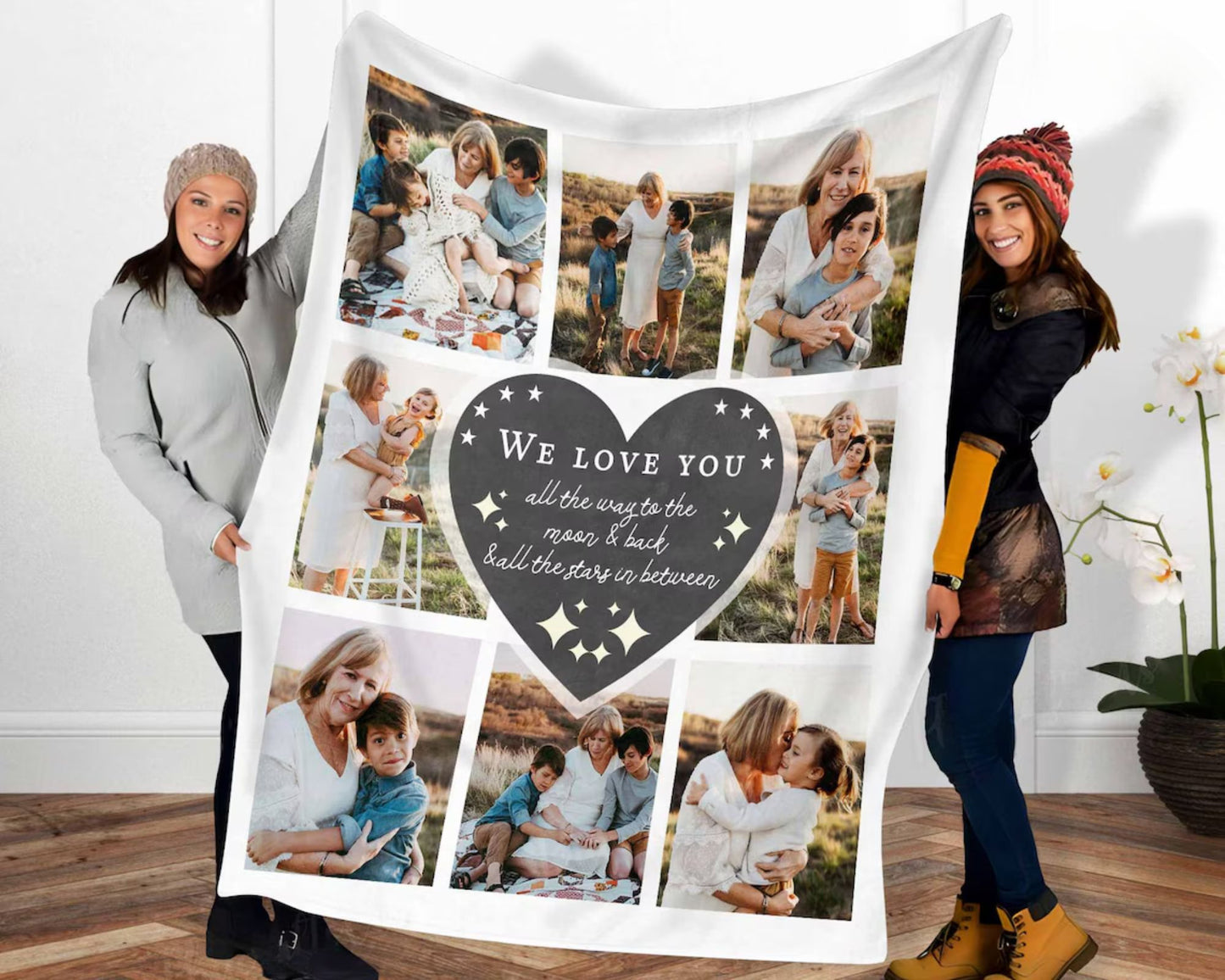 Personalisierte Fotocollage Oma Decke - Geschenk für Oma