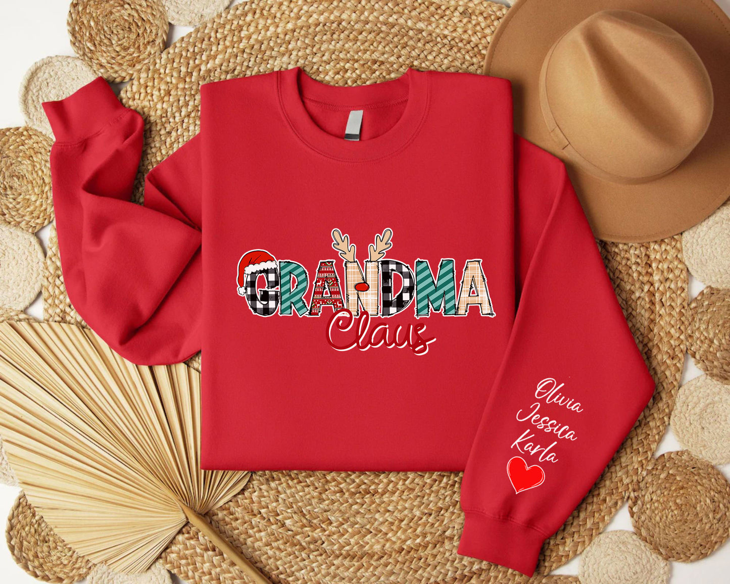 Personalisiertes Weihnachts Grandma Claus Sweatshirt und Hoodie – Weihnachtsgeschenk für Oma
