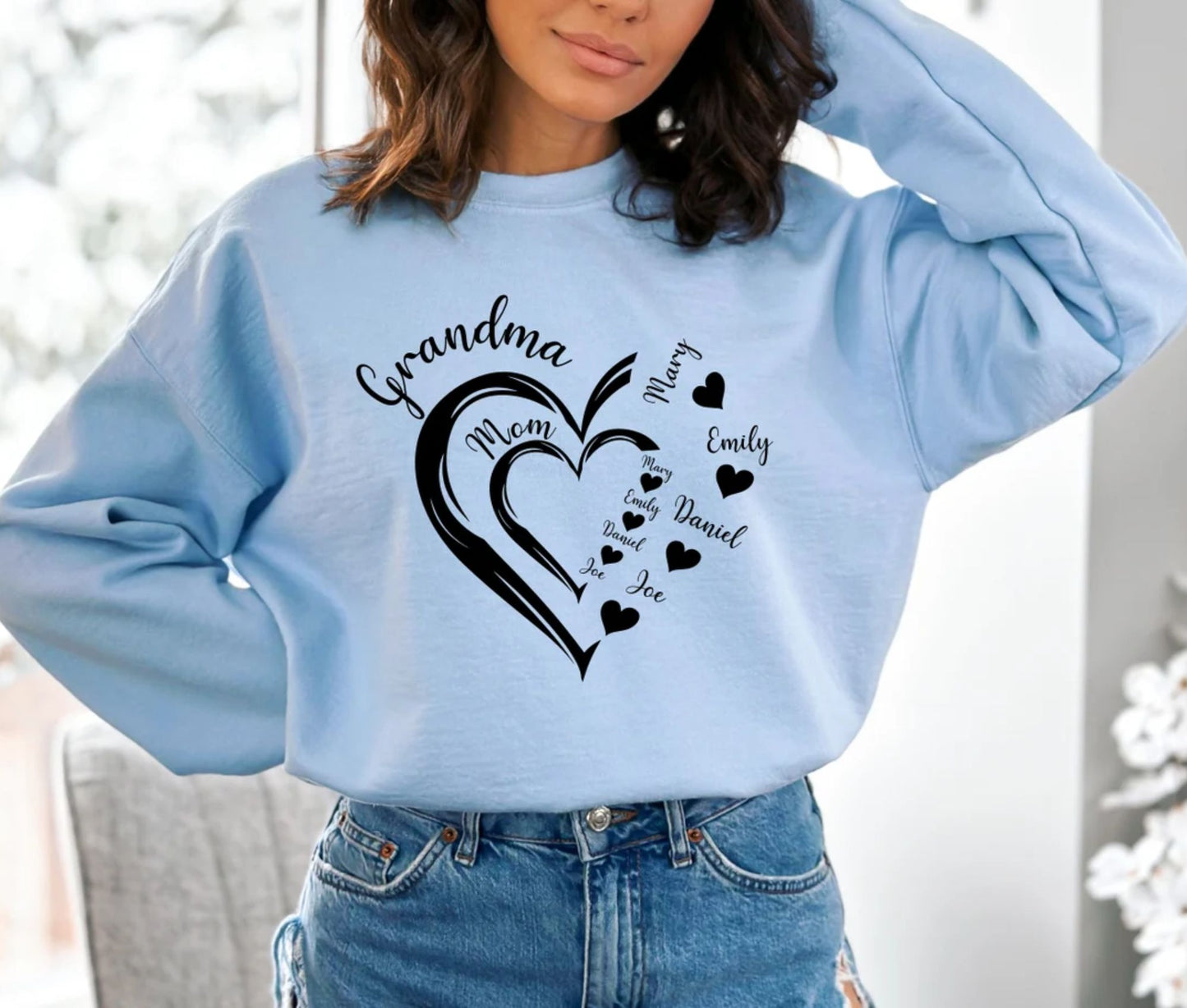 Personalisiertes Oma Herz Sweatshirt, Geschenk für Mama