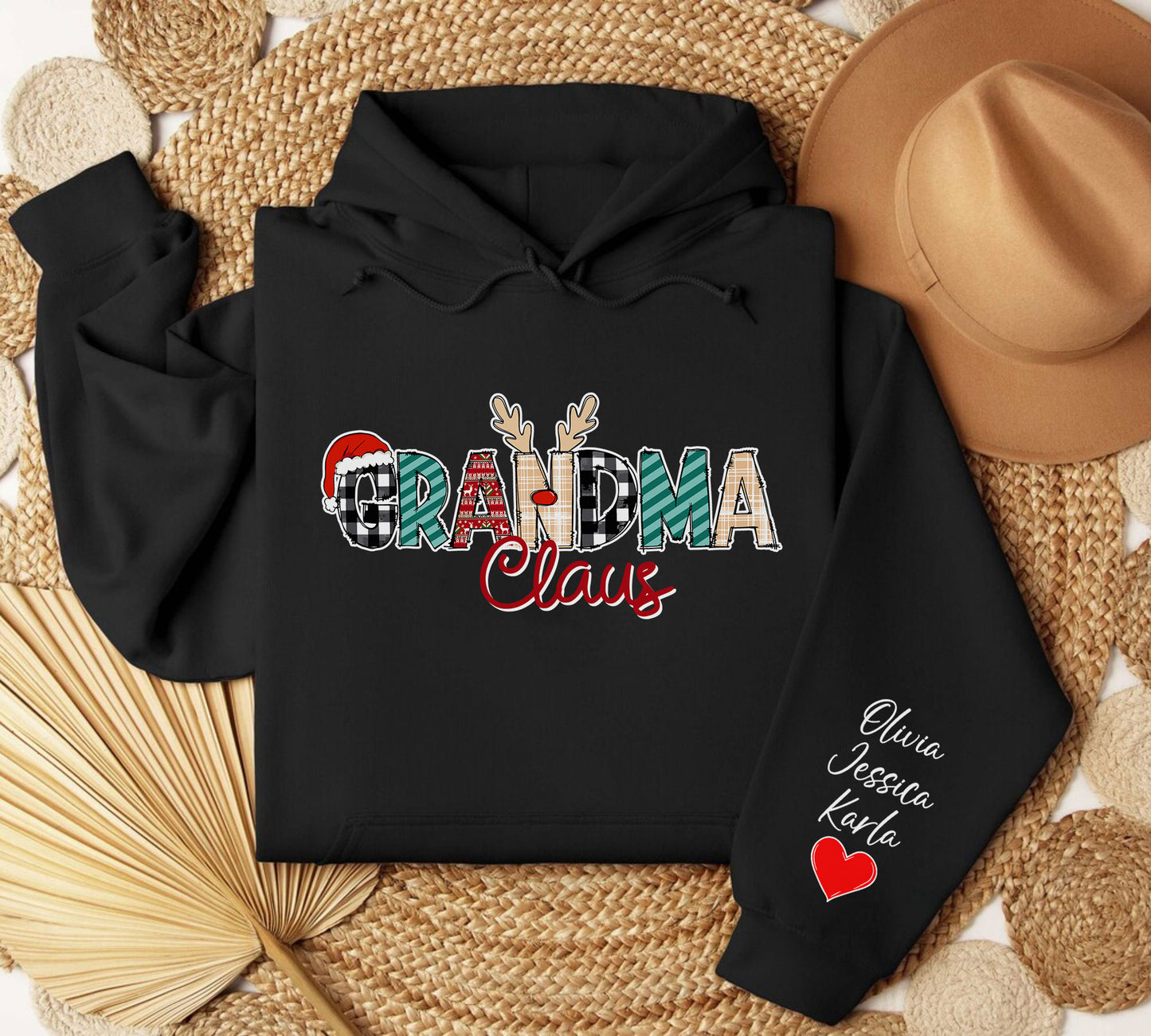 Personalisiertes Weihnachts Grandma Claus Sweatshirt und Hoodie – Weihnachtsgeschenk für Oma