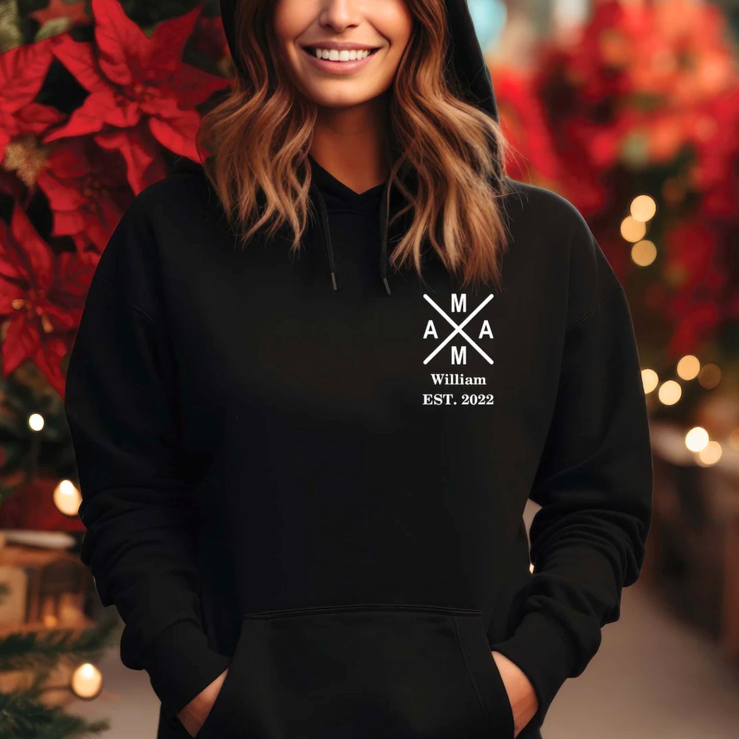 Personalisierter MAMA Hoodie, Est Year Mama Shirt