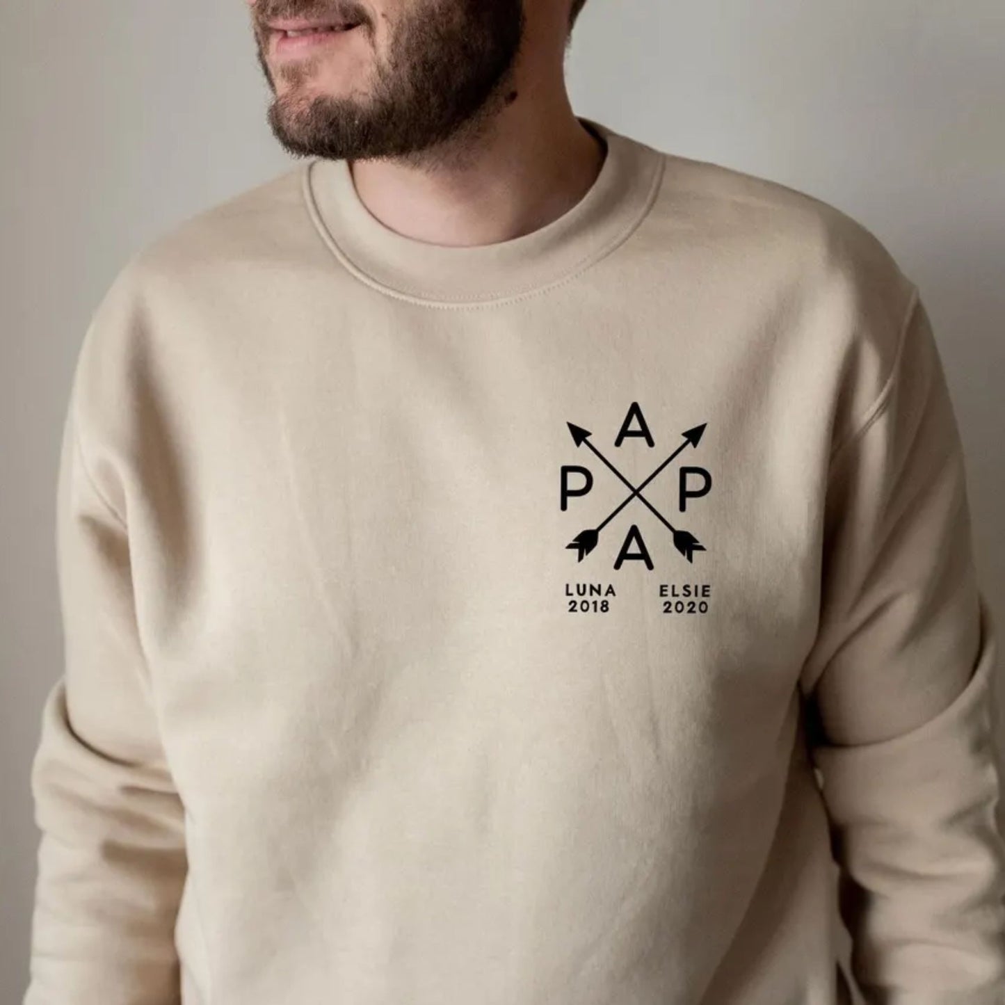 Individuell gestaltetes Papa-Sweatshirt, Papa-Pullover mit den Namen der Kinder