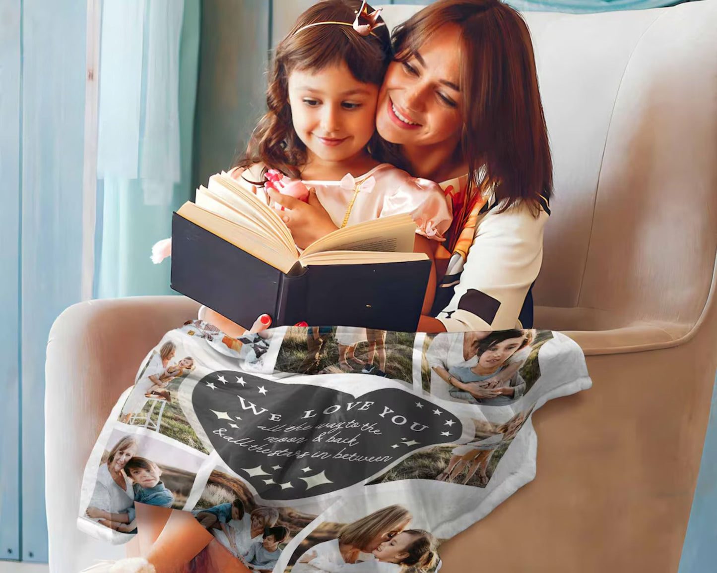 Personalisierte Fotocollage Oma Decke - Geschenk für Oma