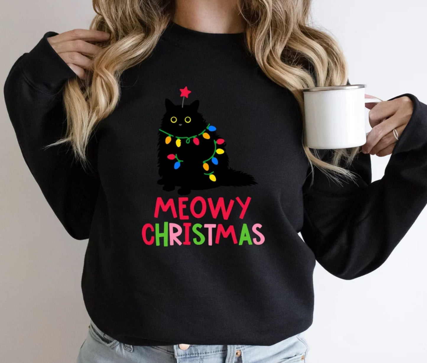 Meowy Christmas Sweatshirt - Weihnachtsgeschenk für Katzenliebhaber