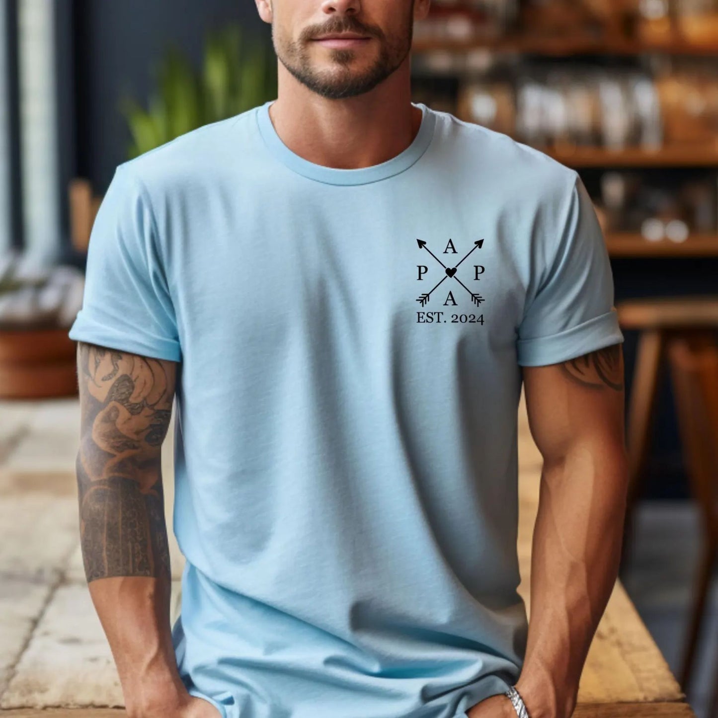 Papa-Edition: T-Shirt mit dem Namen des Kindes und Geburtsjahr – Vatertagsgeschenk