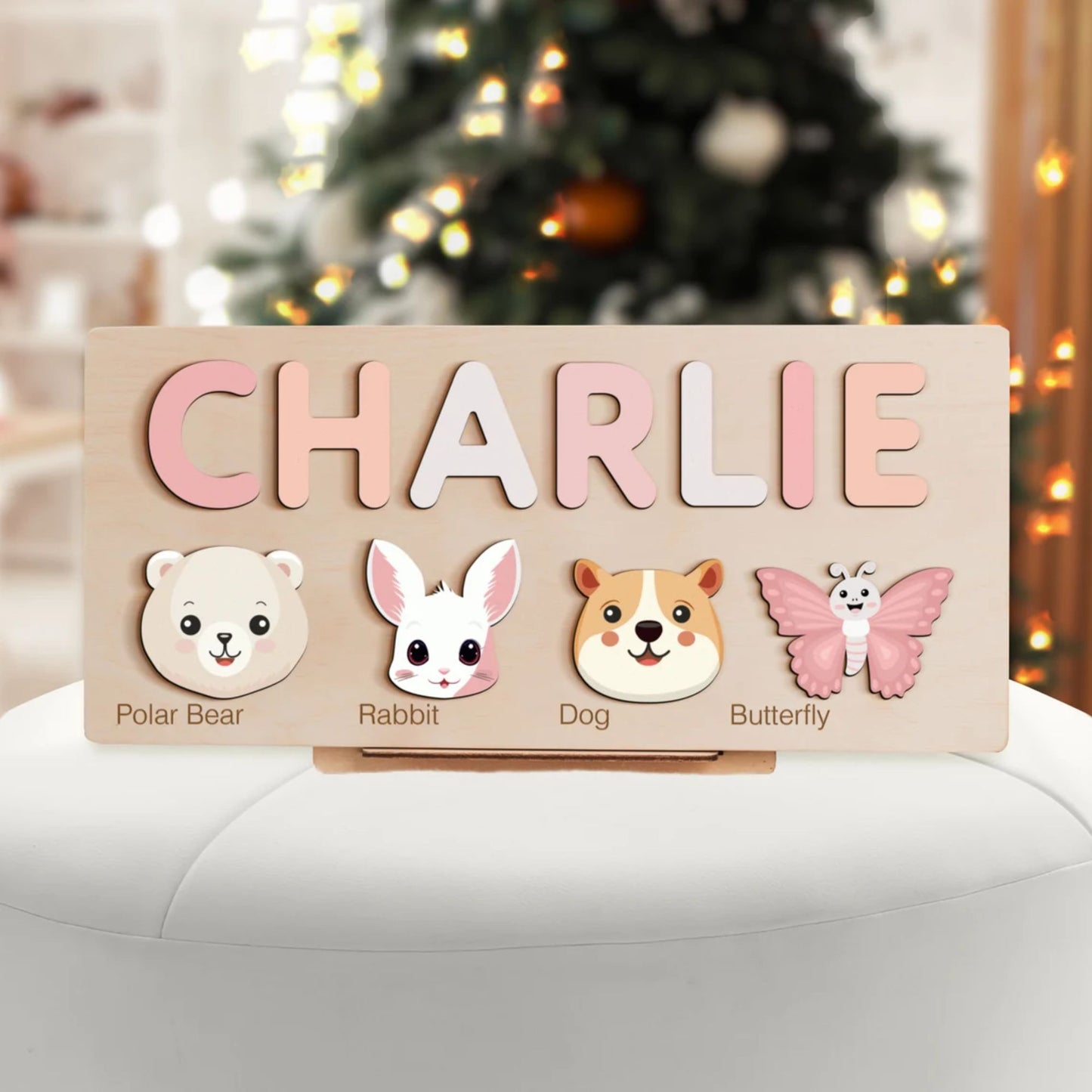 Tiere-Puzzle für Mädchen und Jungen, handgefertigtes Namenspuzzle - Baby-Weihnachtsgeschenk