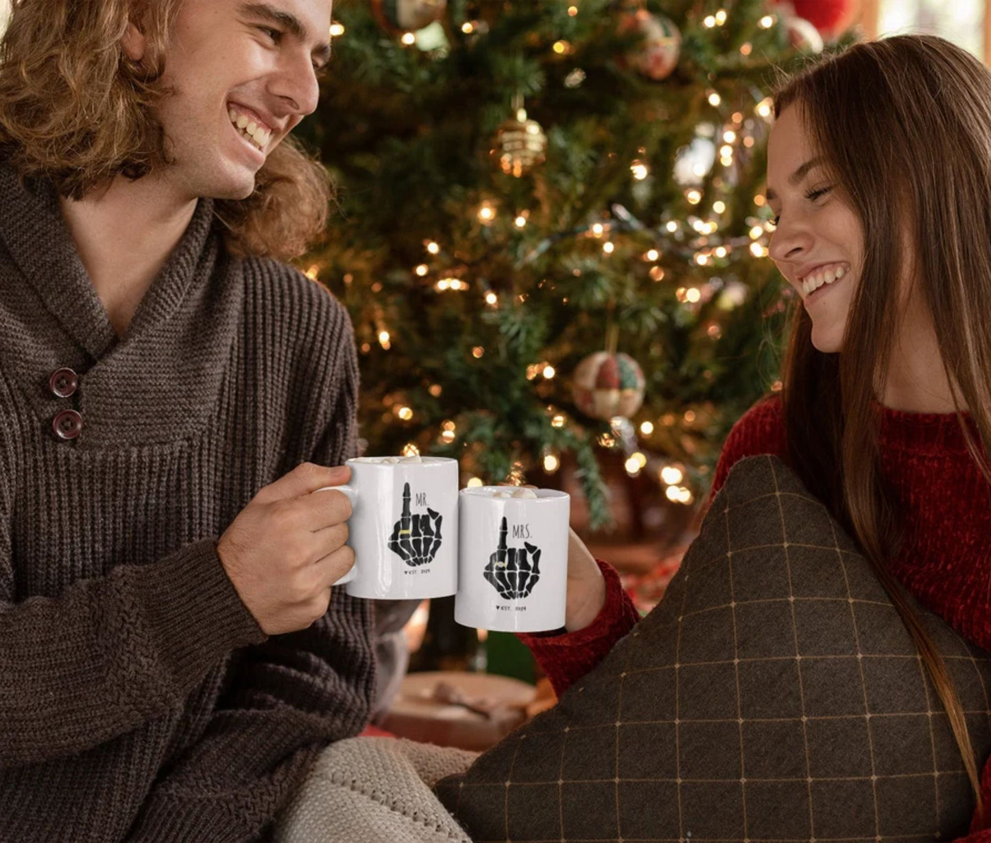 Lustige Mr. und Mrs. Tasse - Verlobungsgeschenk, Paar Kaffeetasse