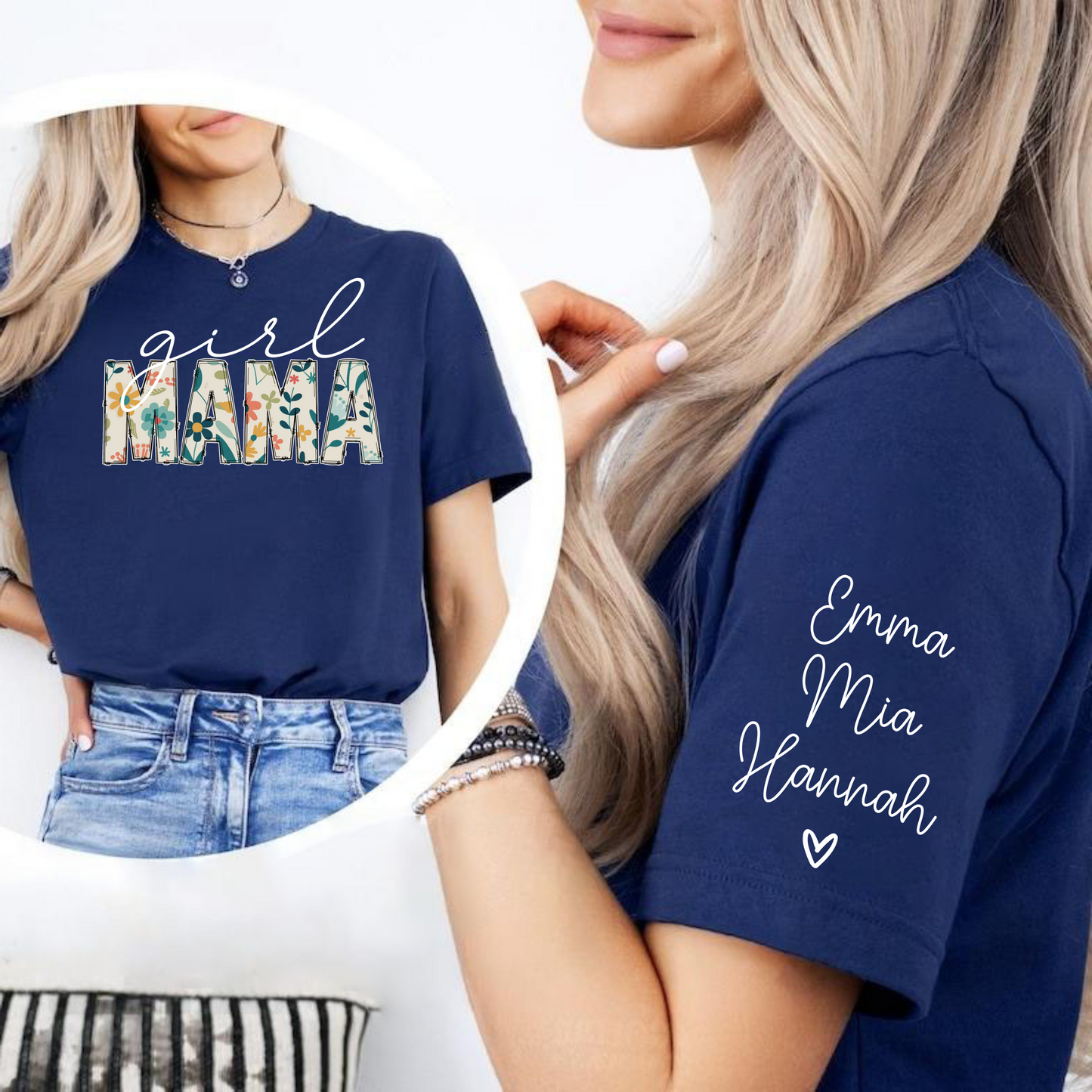 Mama von Prinzessinnen – Individuelles Girl Mama Shirt mit den Namen der Töchter
