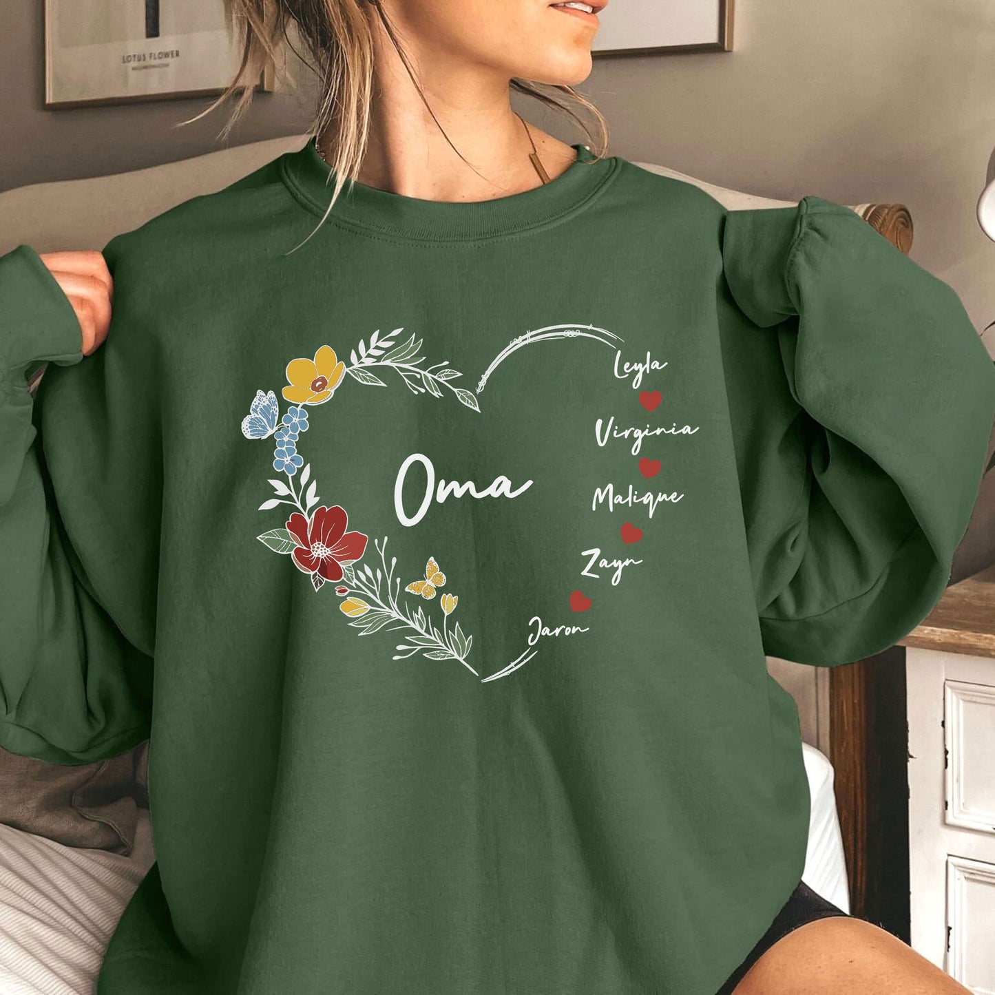 Personalisiertes Oma Sweatshirt - Oma Geschenk mit den Namen der Enkelkinder