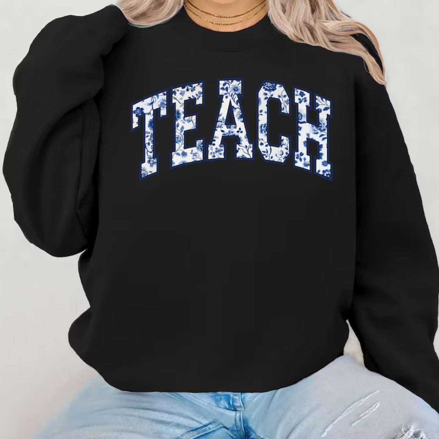 Florales Lehrerinnen-Sweatshirt, Geschenk zur Wertschätzung für die Lehrerin