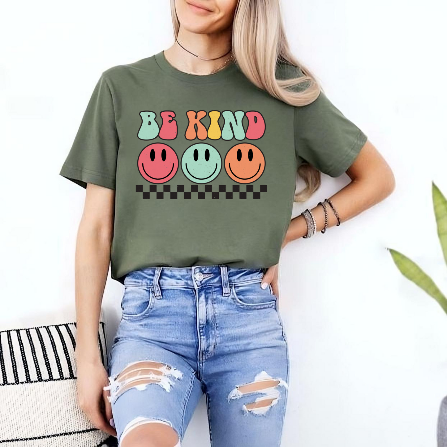 "Sei Freundlich" Lächelnde Gesichter T-Shirt - Geschenk für Positiv Denkende