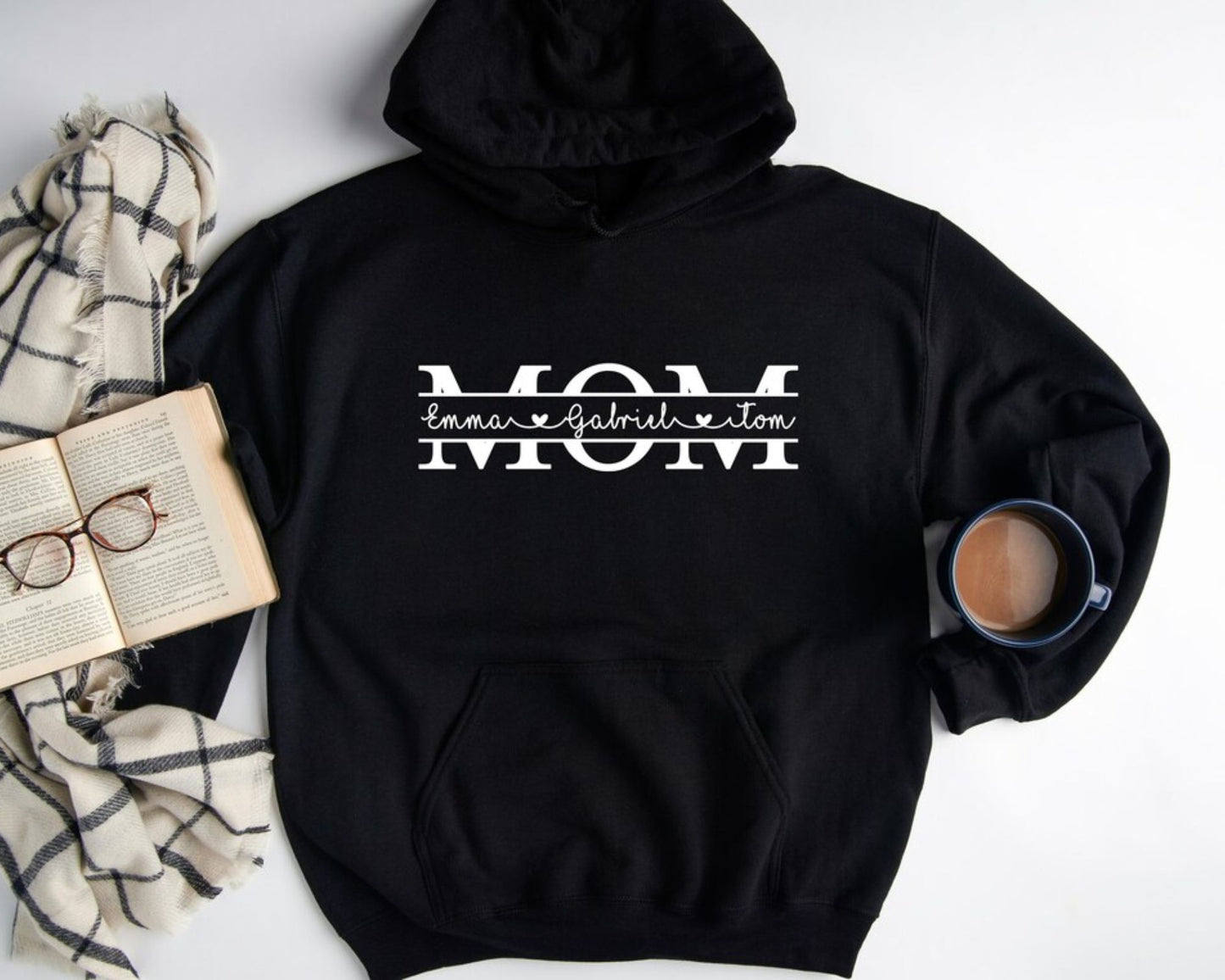 Personalisierter Mama Hoodie mit Namen der Kinder - Geschenk für Mama