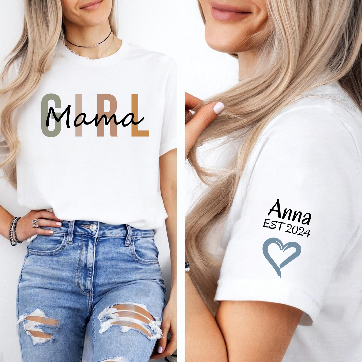 Mama & Töchter Liebesband, Personalisiertes Erinnerungsshirt