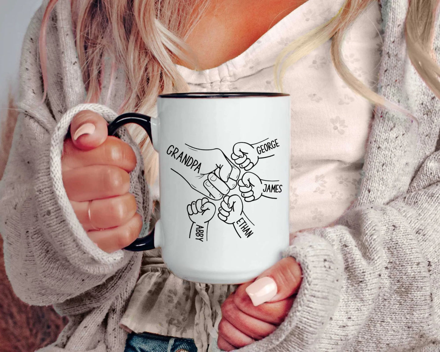 Opa-Fauststoß-Tasse, personalisierte Opa-Tasse mit Namen, Geschenk für Opa