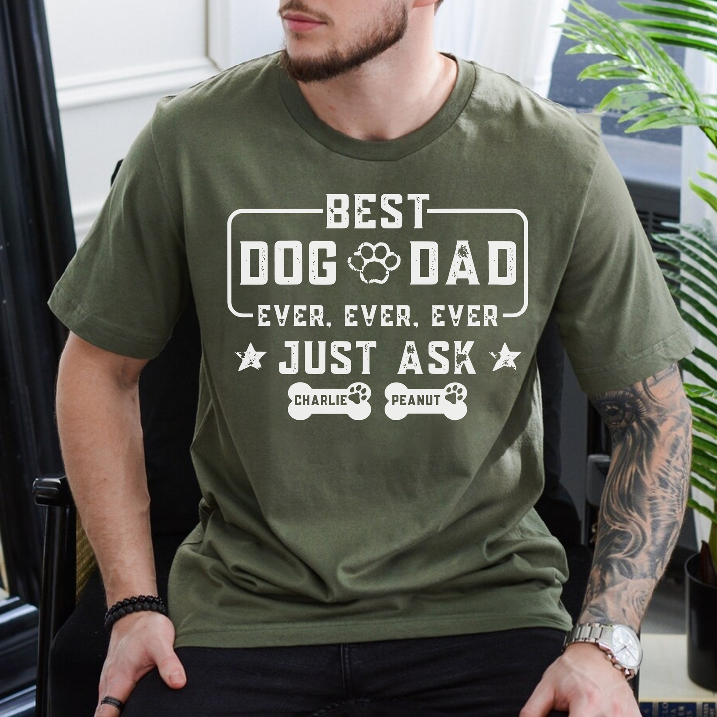 Personalized Best Dog Dad Ever Shirt - Custom Dog Names
